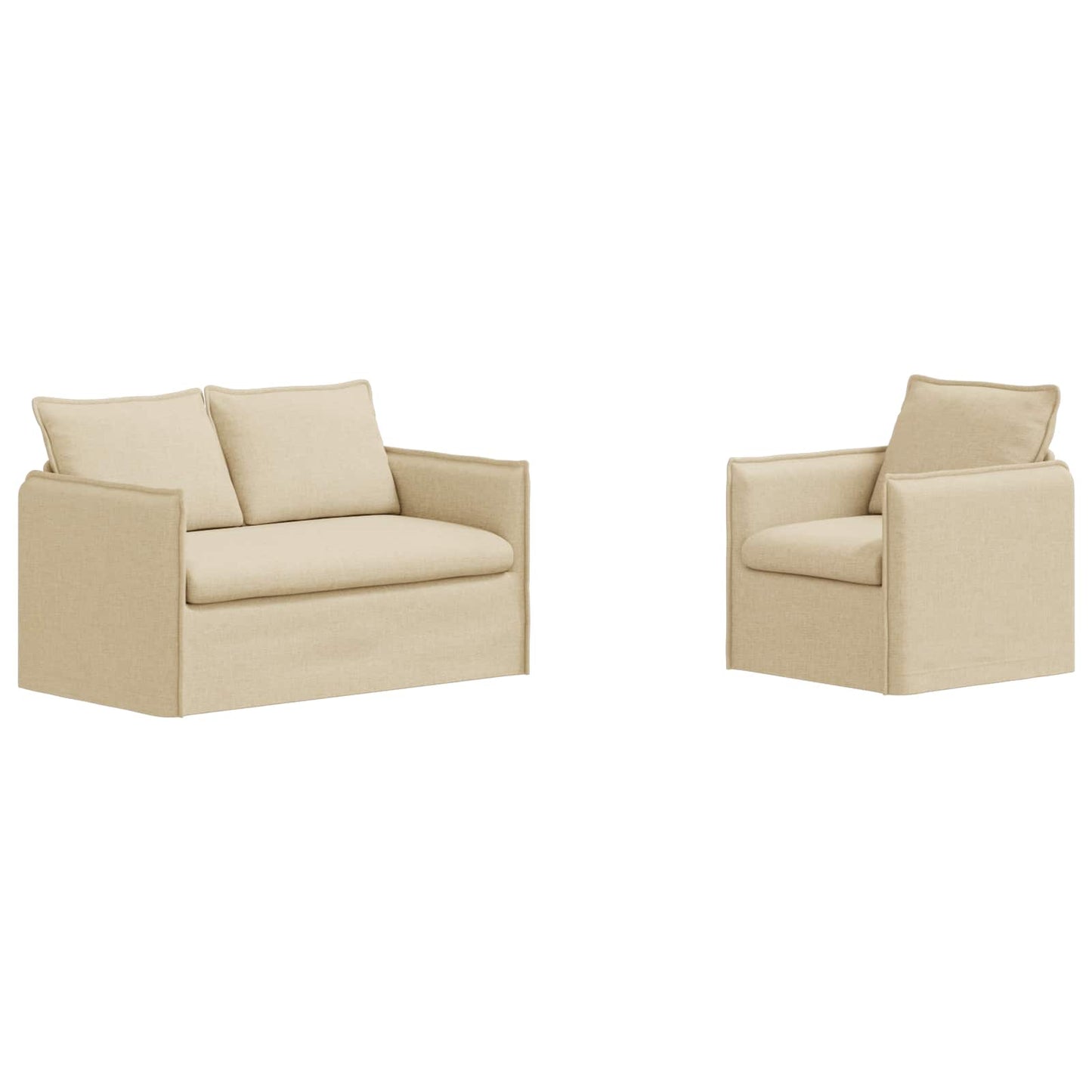 Sofa Set 2 pcs Creme 136 x 82 x 85 cm Stoff