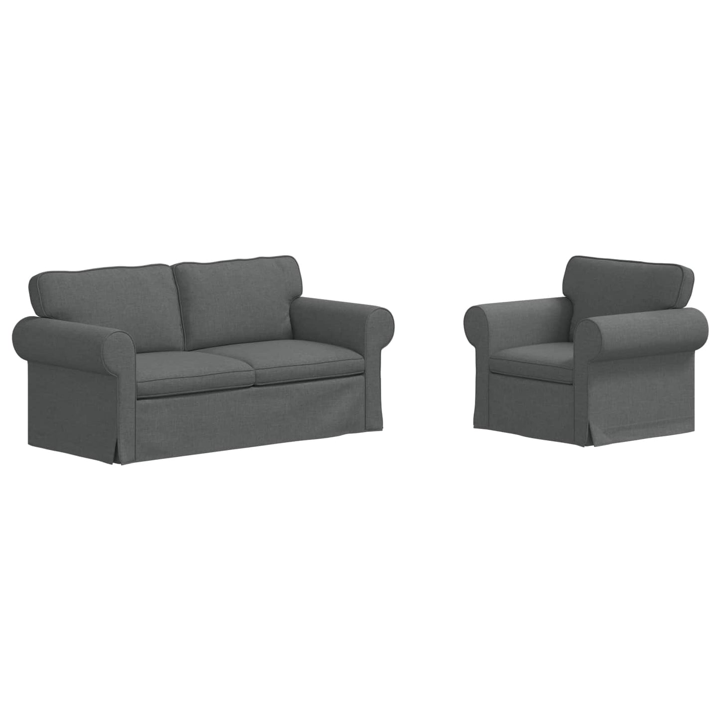 Sofa Set 2 pcs Dunkelgrau 175 x 82 x 80 cm Stoff