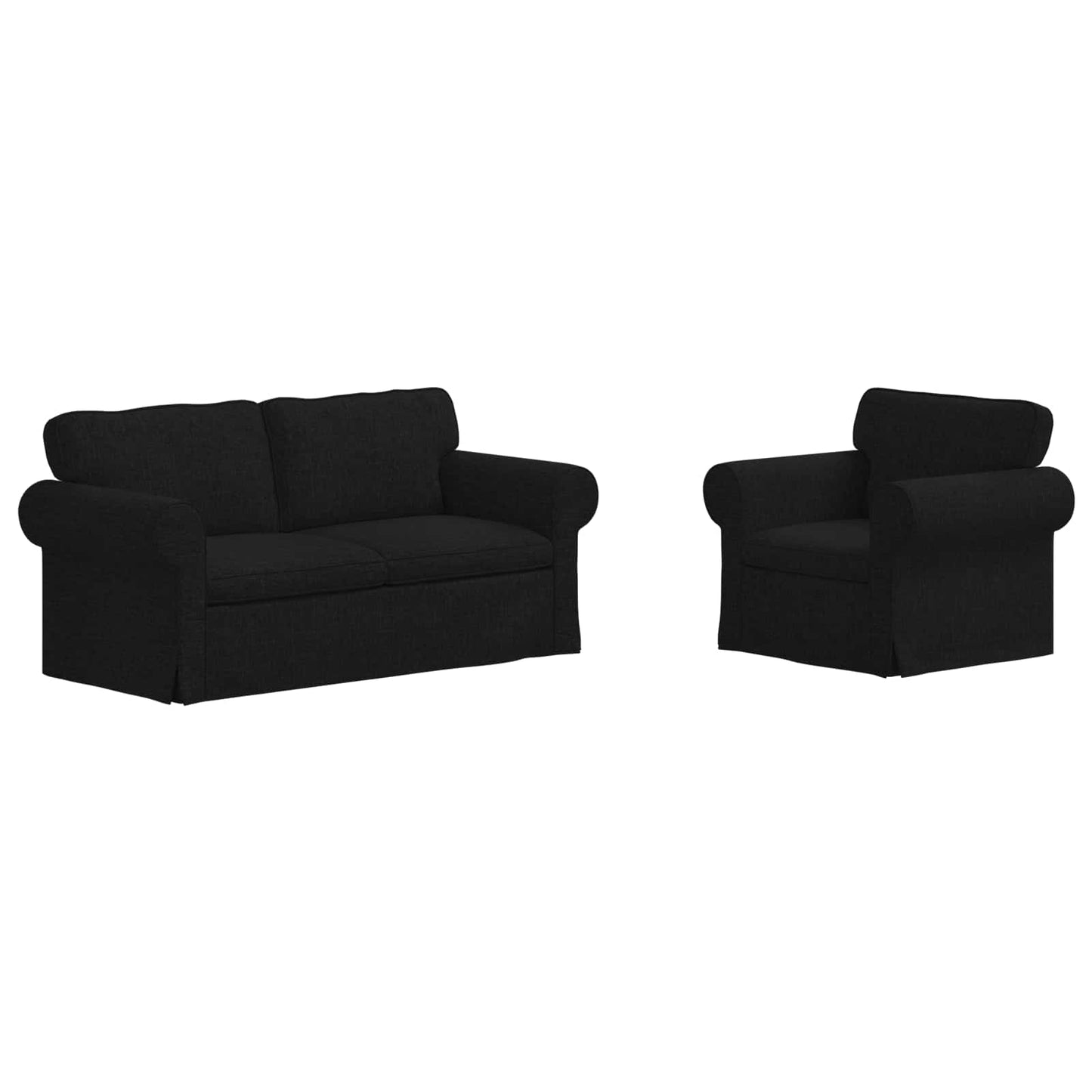 Sofa Set 2 pcs Schwarz 175 x 82 x 80 cm Stoff