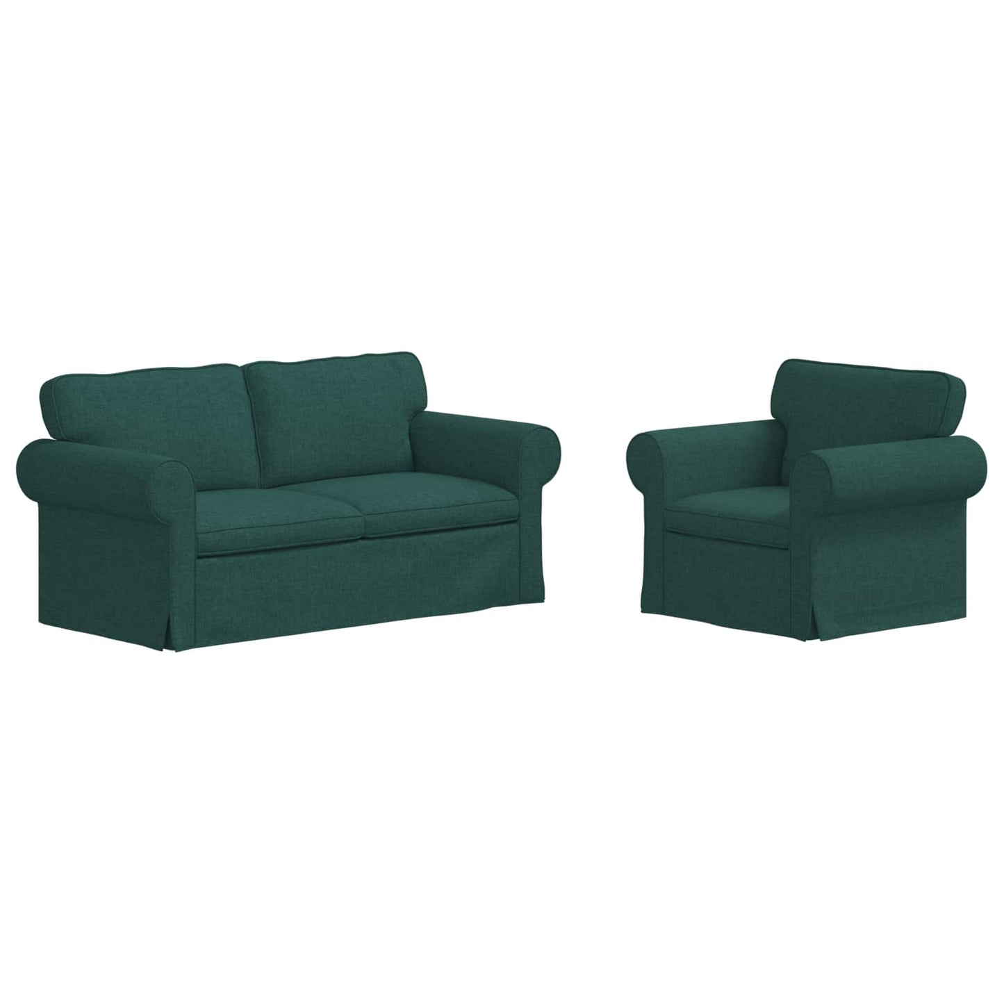 Sofa Set 2 pcs Dunkelgrün 175 x 82 x 80 cm Stoff
