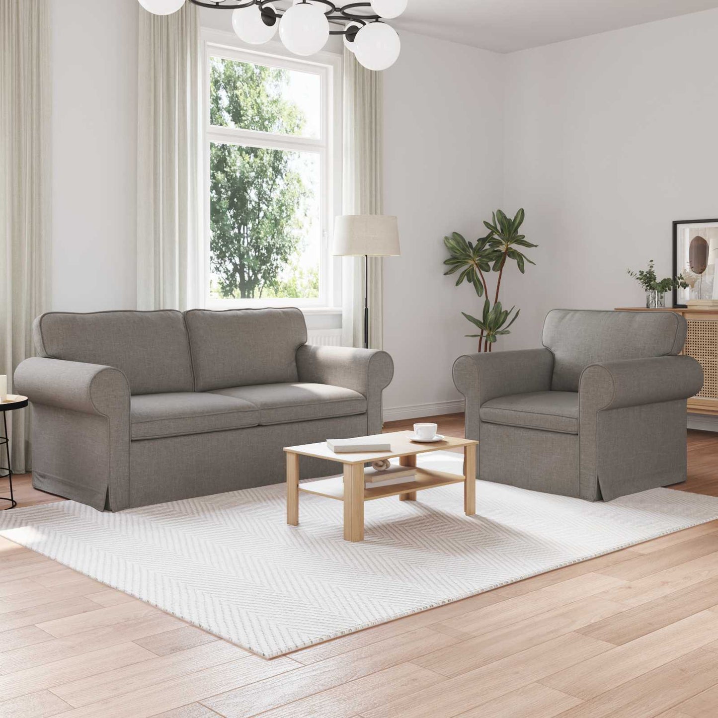Sofa Set 2 pcs Taupe 175 x 82 x 80 cm Stoff