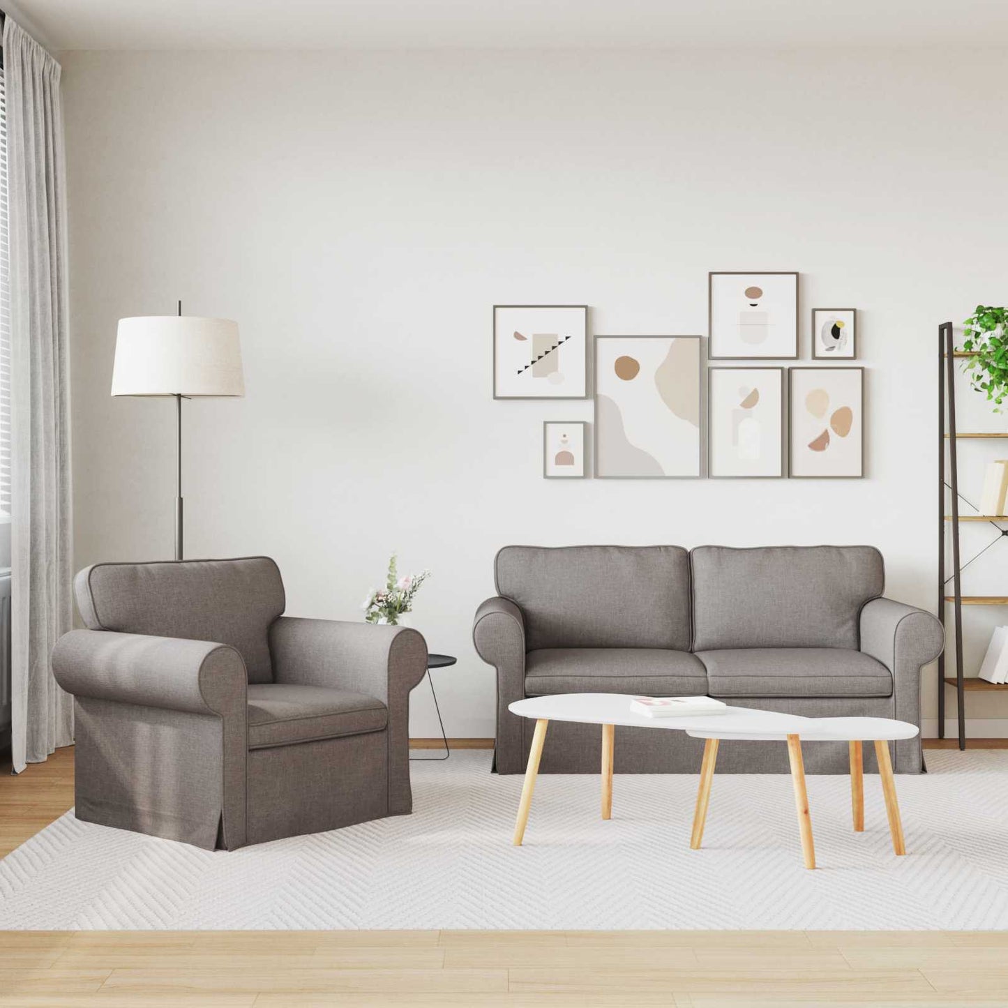 Sofa Set 2 pcs Taupe 175 x 82 x 80 cm Stoff