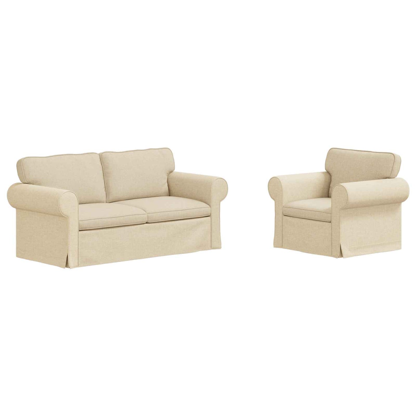 Sofa Set 2 pcs Creme 175 x 82 x 80 cm Stoff