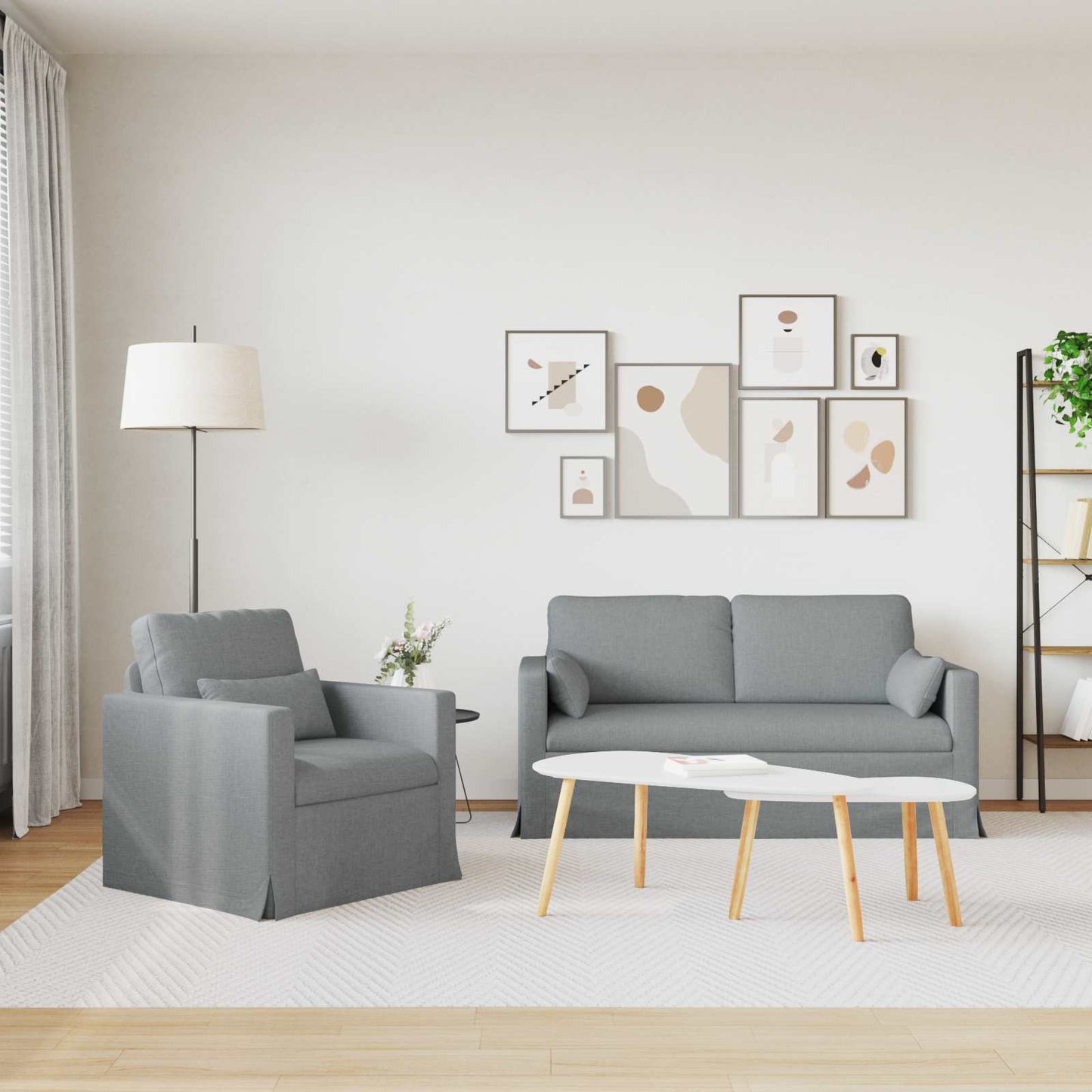 Sofa Set 2 pcs Hellgrau 158 x 78 x 80 cm Stoff