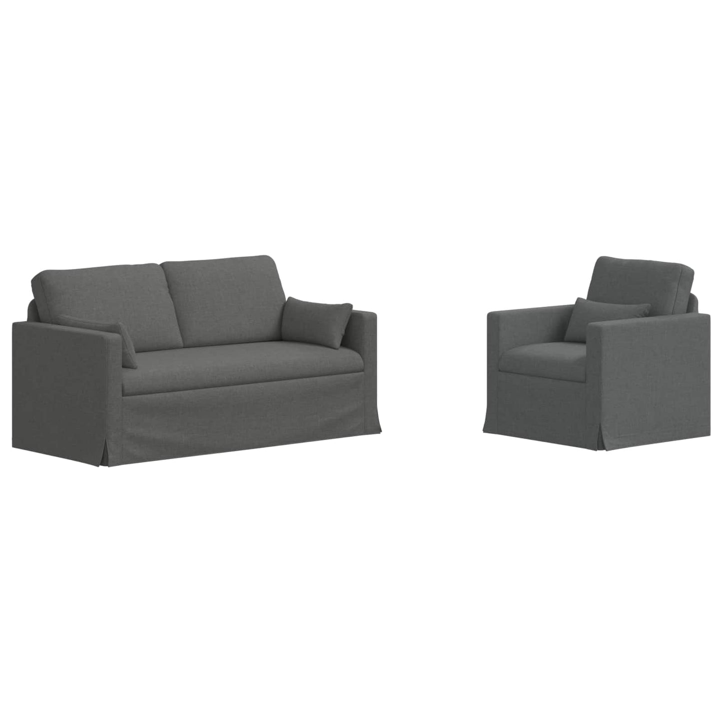 Sofa Set 2 pcs Dunkelgrau 158 x 78 x 80 cm Stoff
