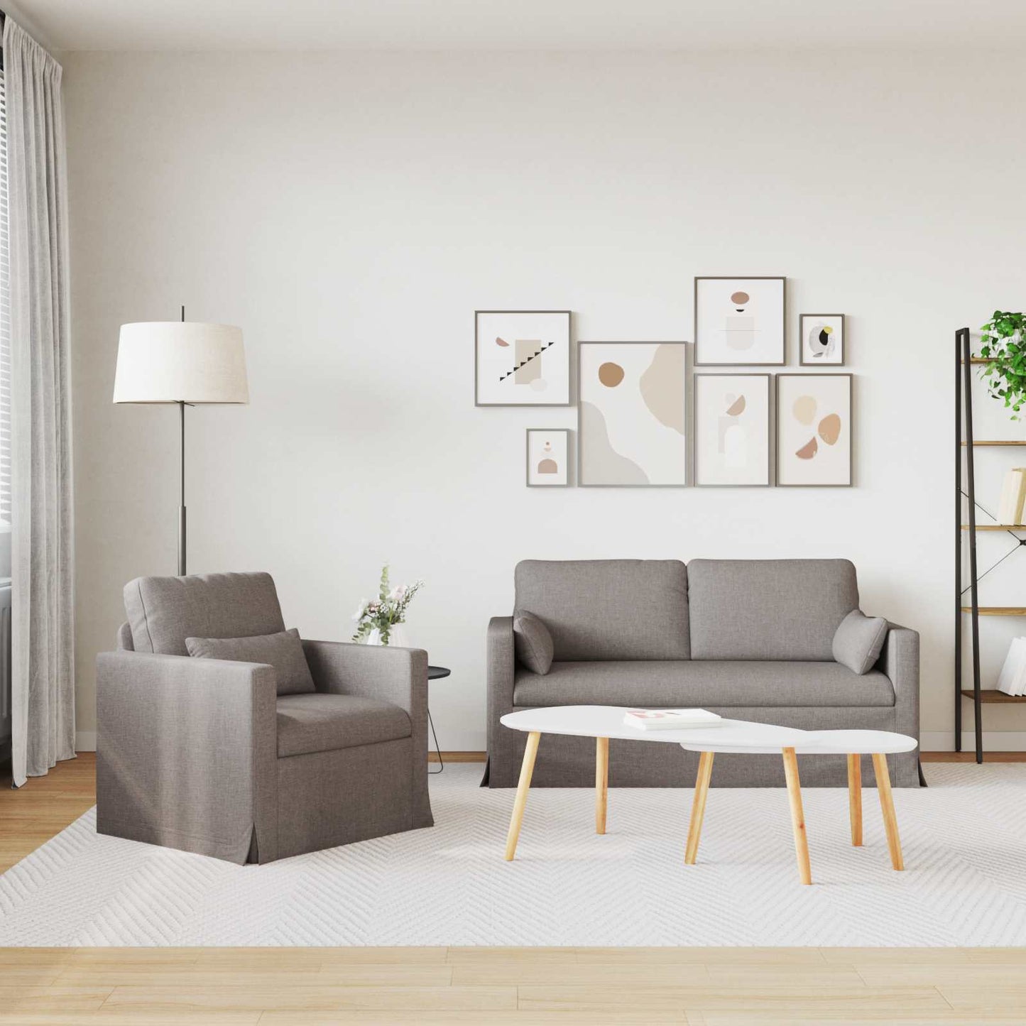 Sofa Set 2 pcs Taupe 158 x 78 x 80 cm Stoff