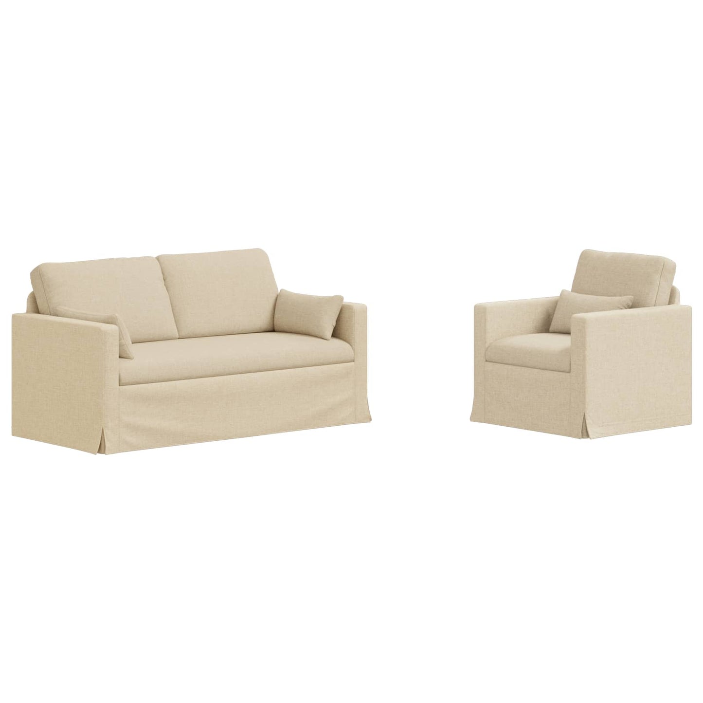 Sofa Set 2 pcs Creme 158 x 78 x 80 cm Stoff