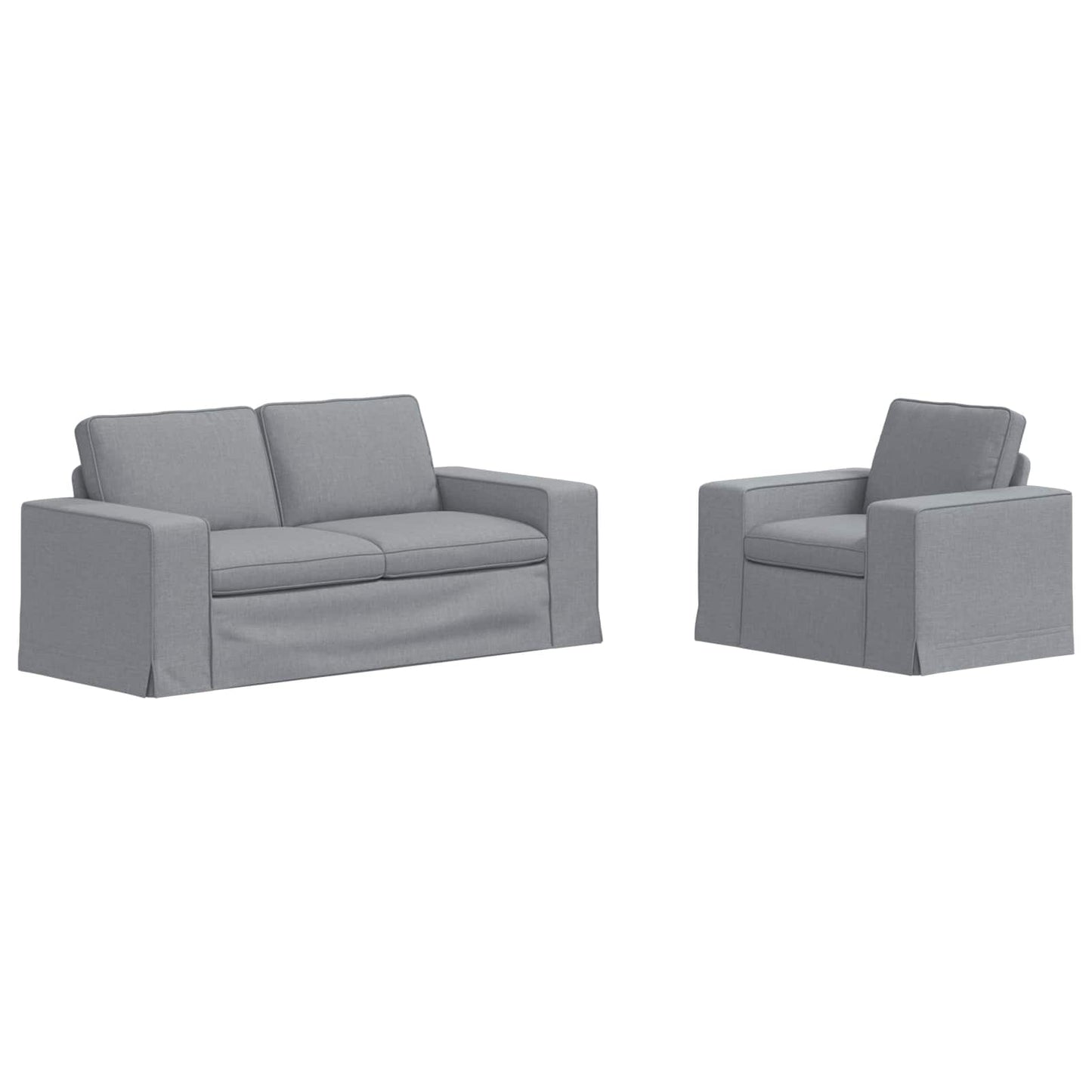Sofa Set 2 pcs Hellgrau 182 x 80 x 82 cm Stoff