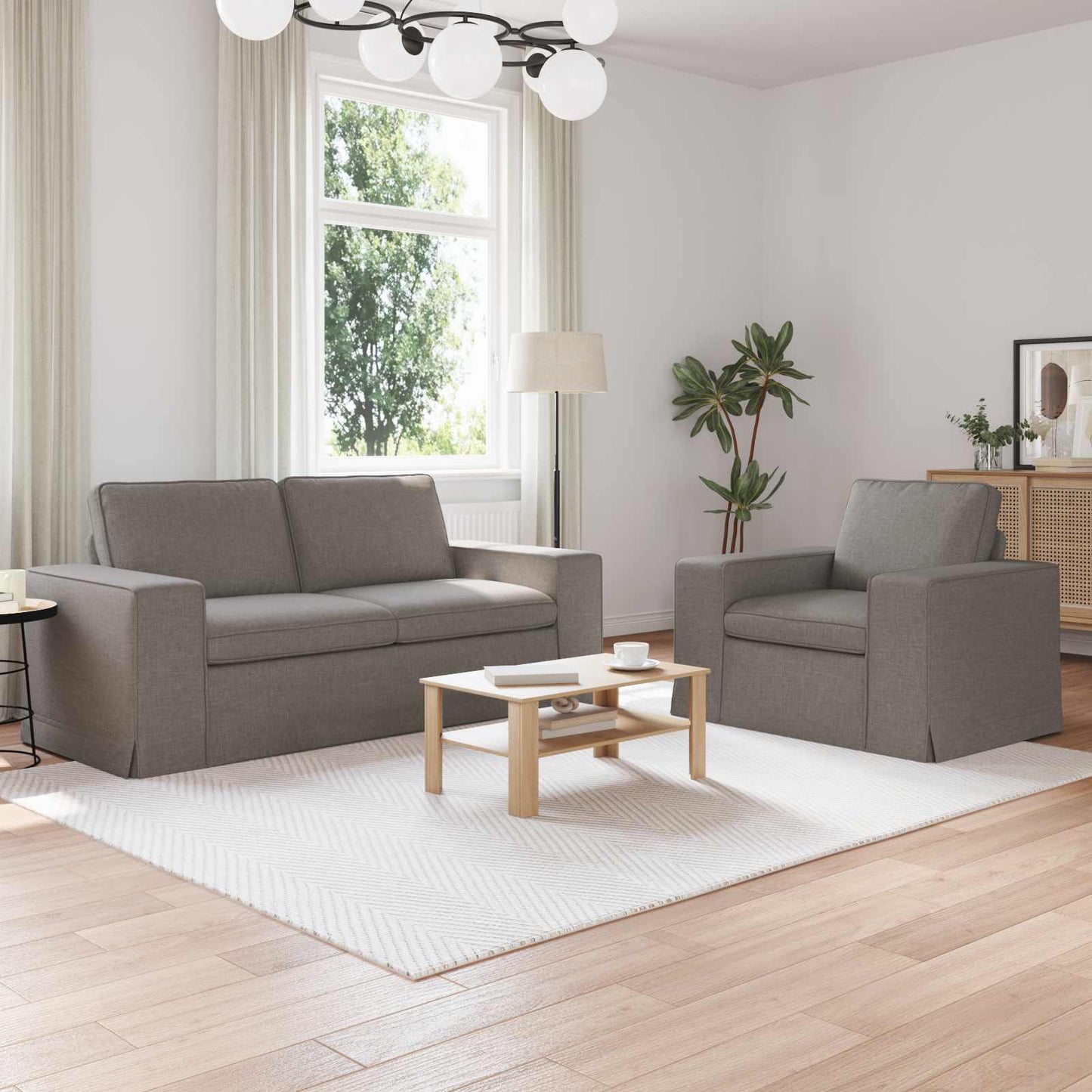 Sofa Set 2 pcs Taupe 182 x 80 x 82 cm Stoff