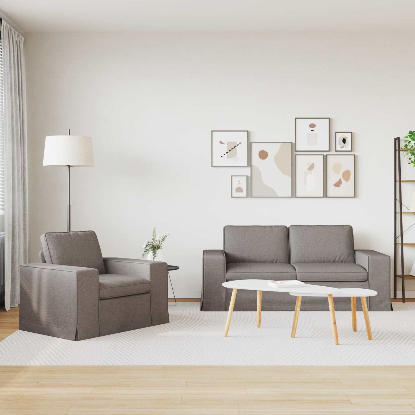Sofa Set 2 pcs Taupe 182 x 80 x 82 cm Stoff