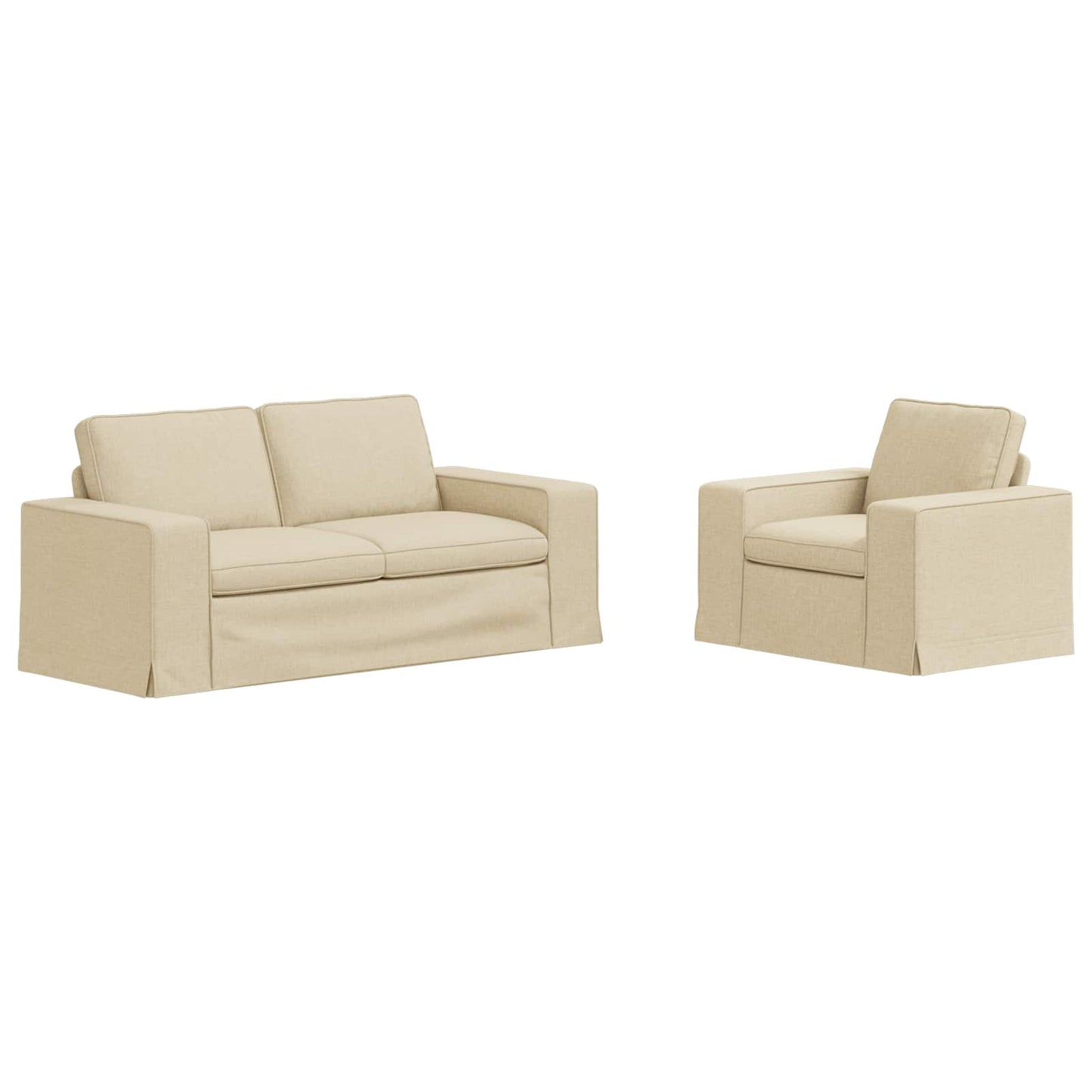 Sofa Set 2 pcs Creme 182 x 80 x 82 cm Stoff