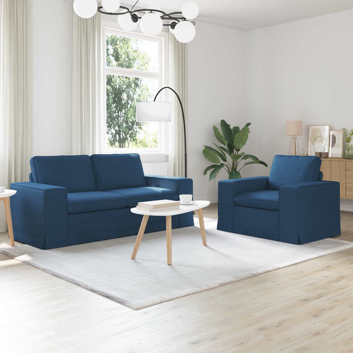 Sofa Set 2 pcs Blau 182 x 80 x 82 cm Stoff