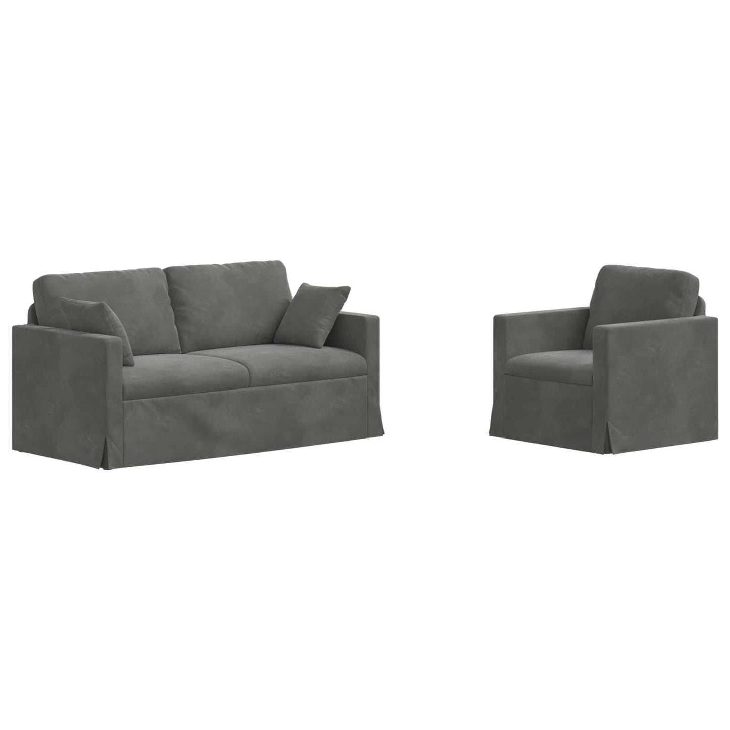 Sofa Set 2 pcs Dunkelgrau 158 x 78 x 80 cm Samt