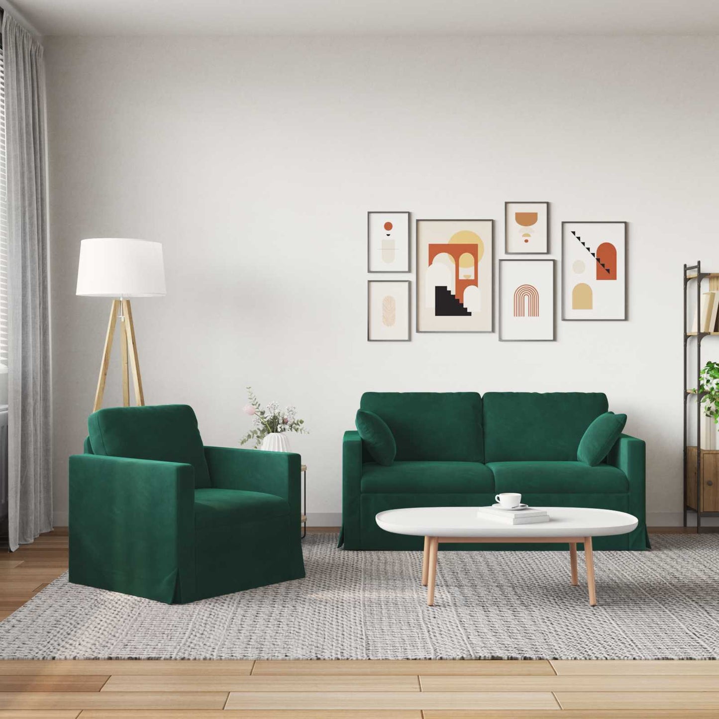 Sofa Set 2 pcs Dunkelgrün 158 x 78 x 80 cm Samt