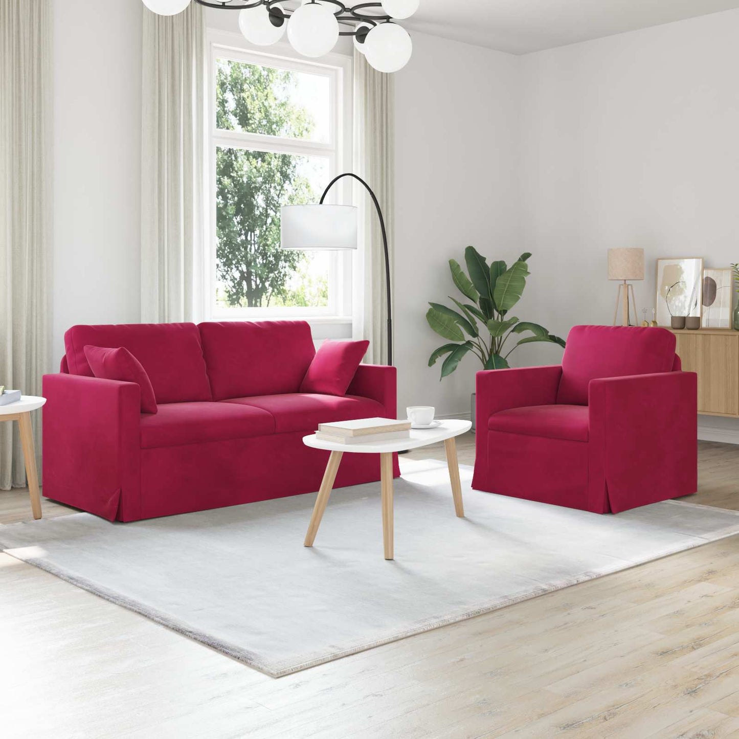 Sofa Set 2 pcs Weinrot 158 x 78 x 80 cm Samt