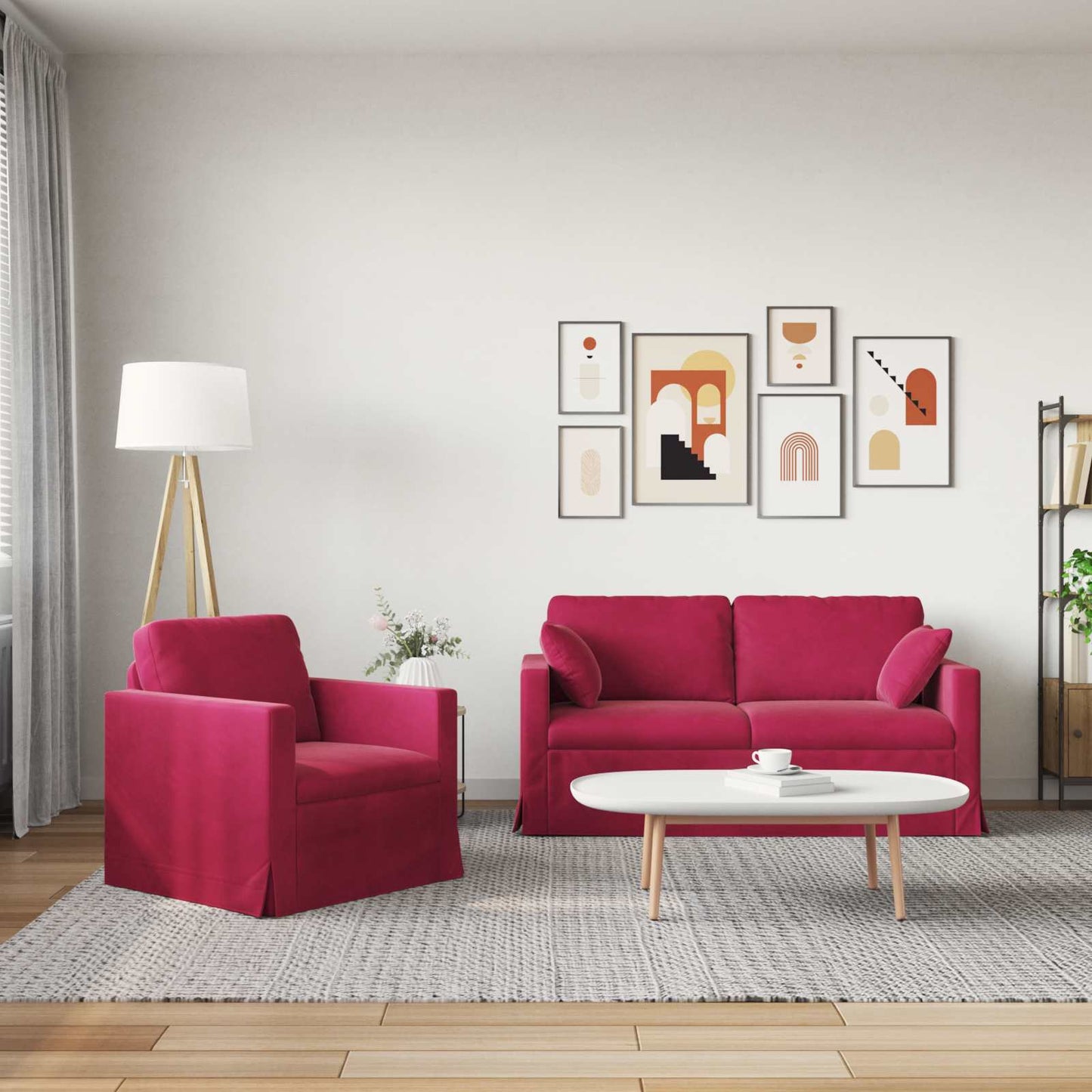 Sofa Set 2 pcs Weinrot 158 x 78 x 80 cm Samt