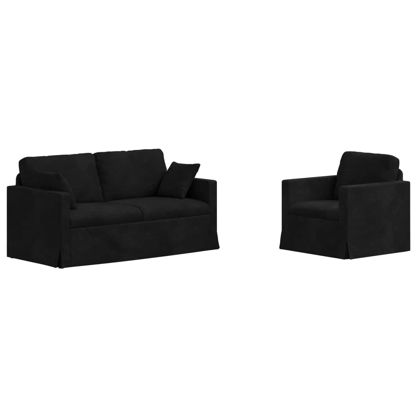 Sofa Set 2 pcs Schwarz 158 x 78 x 80 cm Samt