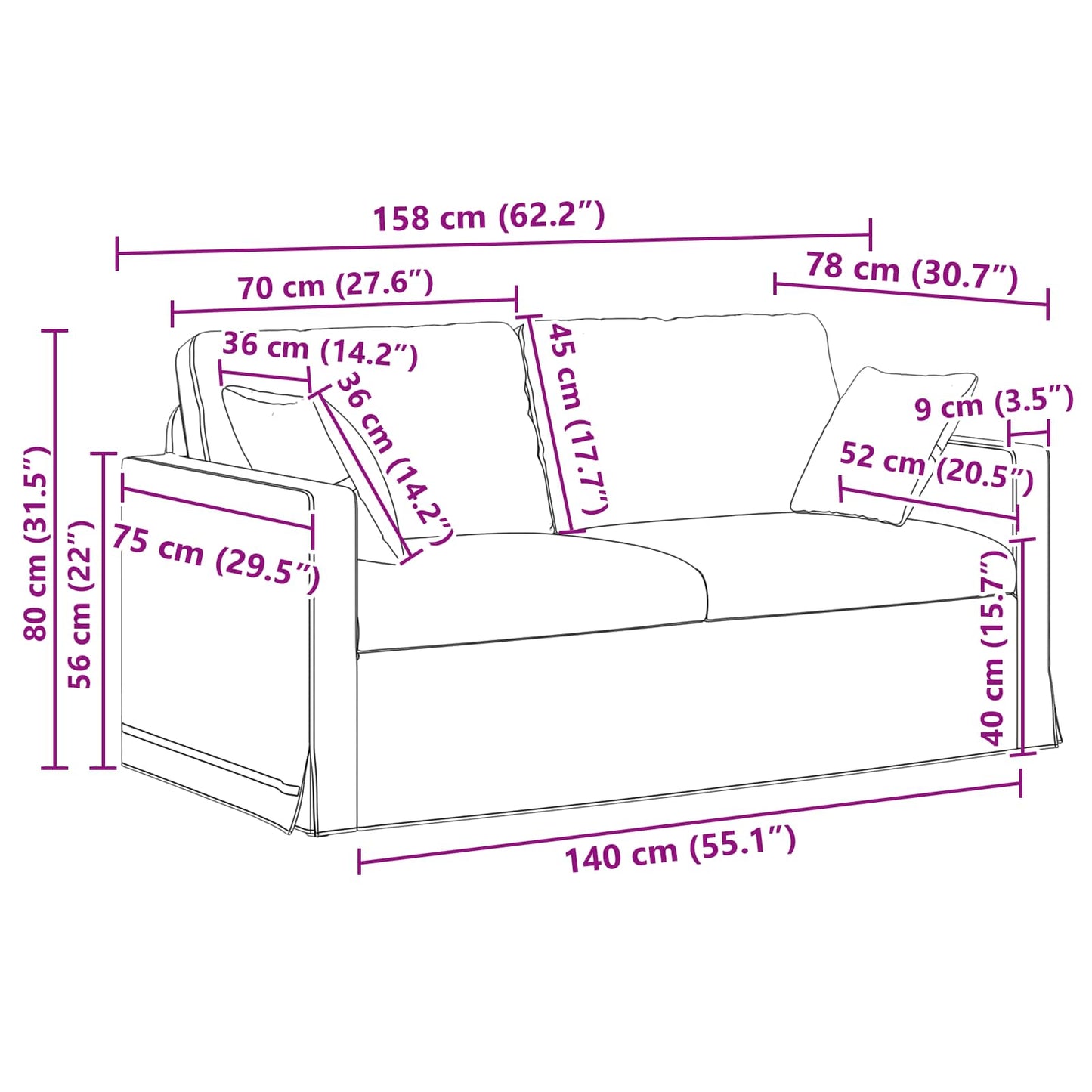 Sofa Set 2 pcs Schwarz 158 x 78 x 80 cm Samt