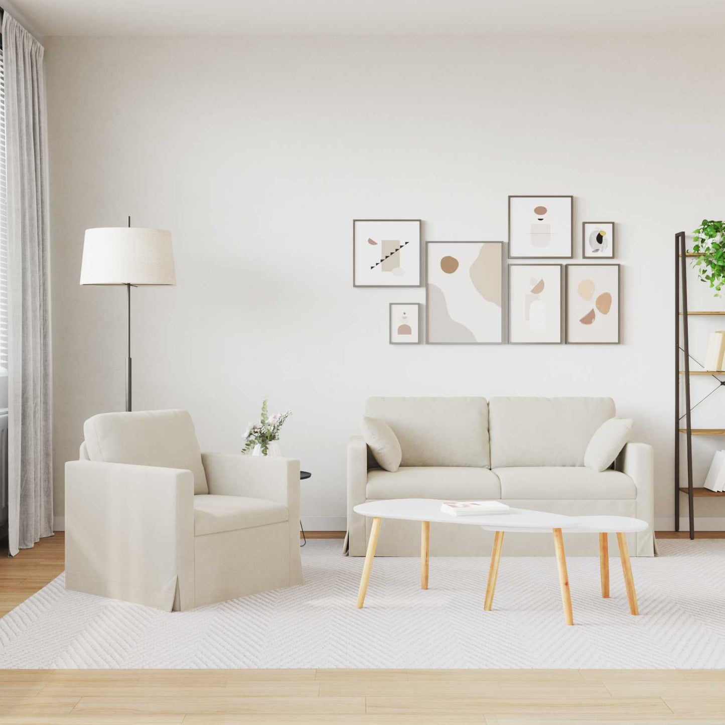 Sofa Set 2 pcs Creme 158 x 78 x 80 cm Samt