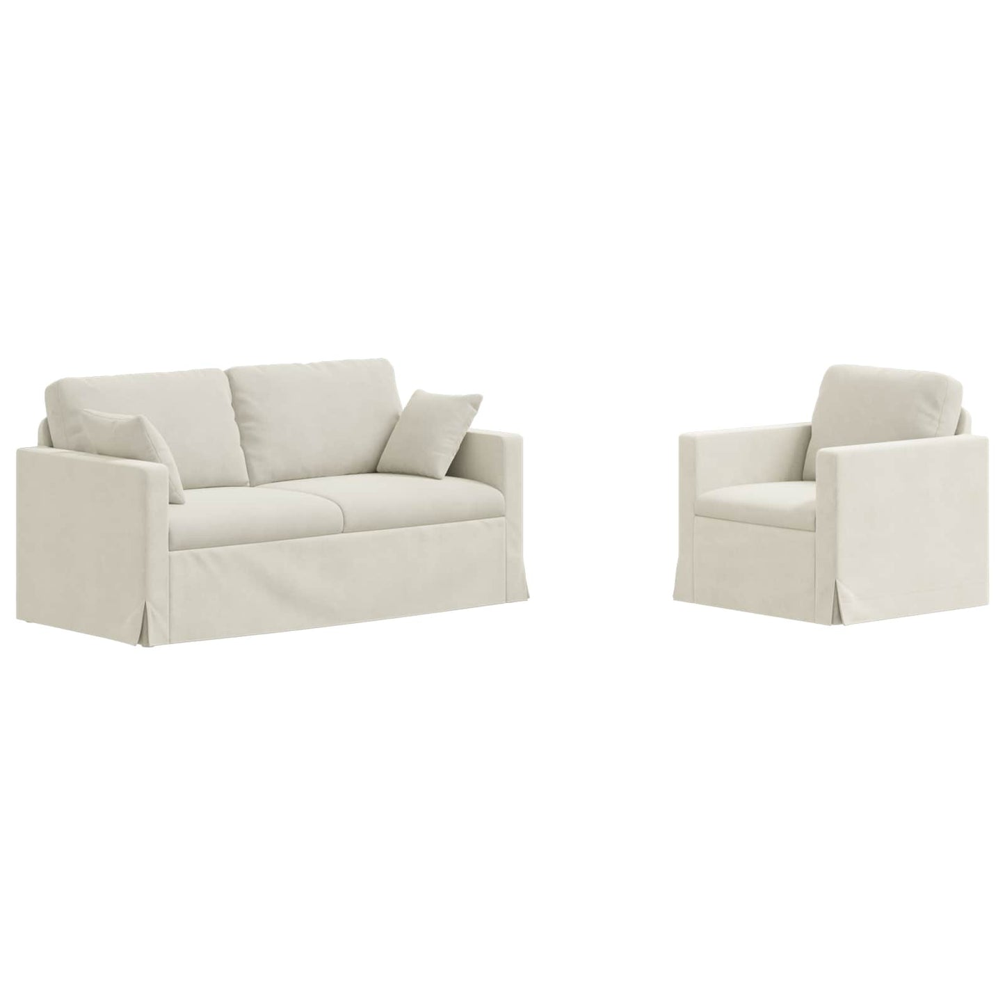 Sofa Set 2 pcs Creme 158 x 78 x 80 cm Samt