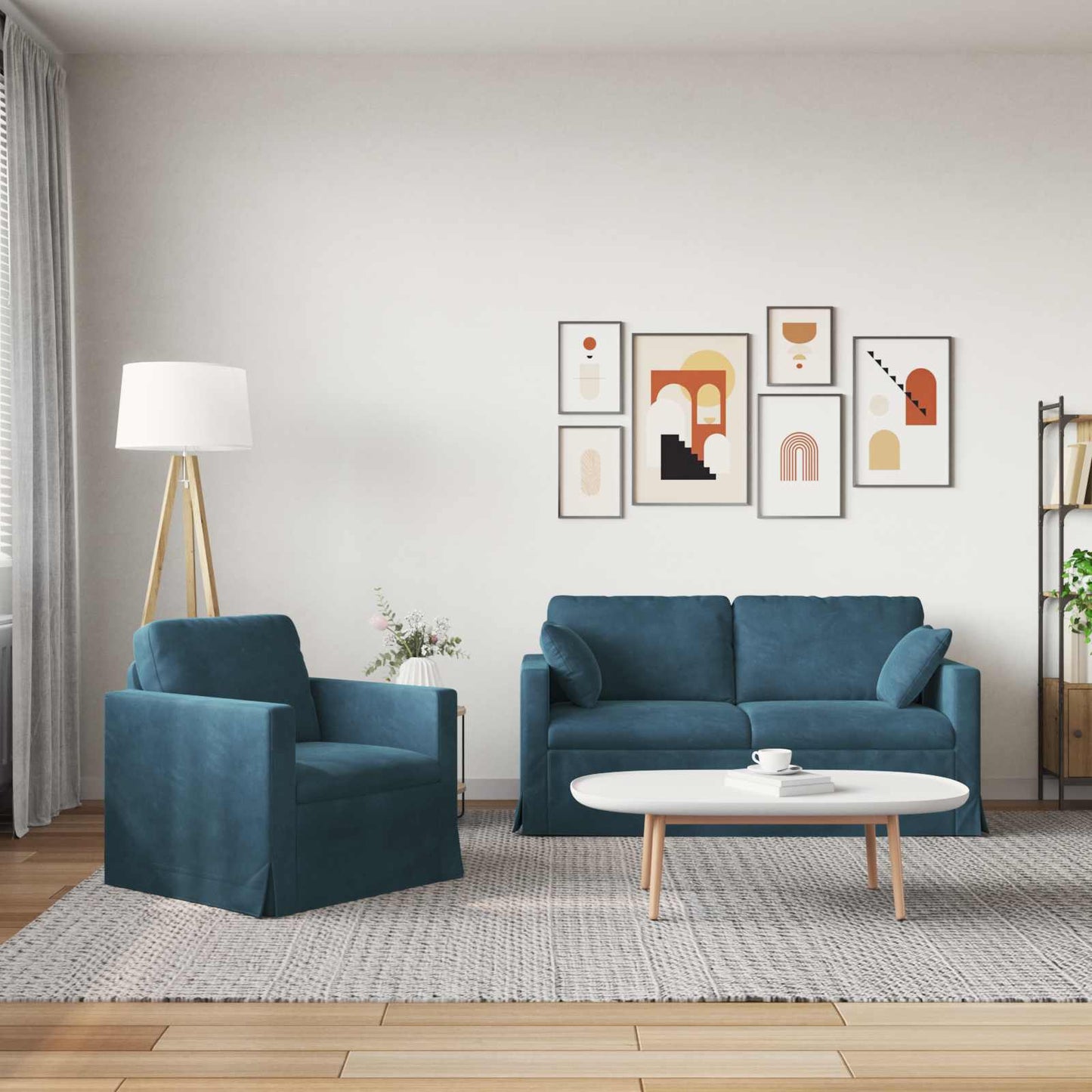 Sofa Set 2 pcs Blau 158 x 78 x 80 cm Samt