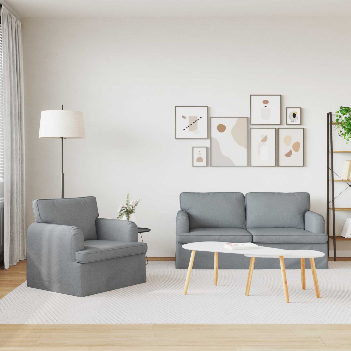 Sofa Set 2 pcs Hellgrau 162 x 80 x 85 cm Stoff