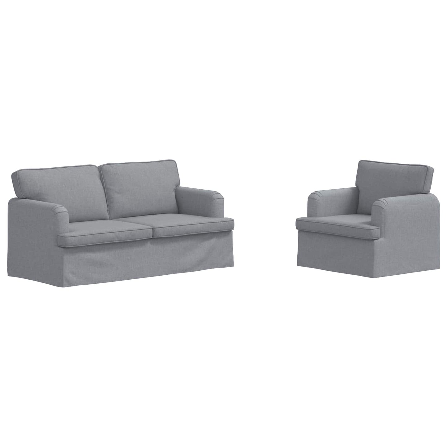 Sofa Set 2 pcs Hellgrau 162 x 80 x 85 cm Stoff