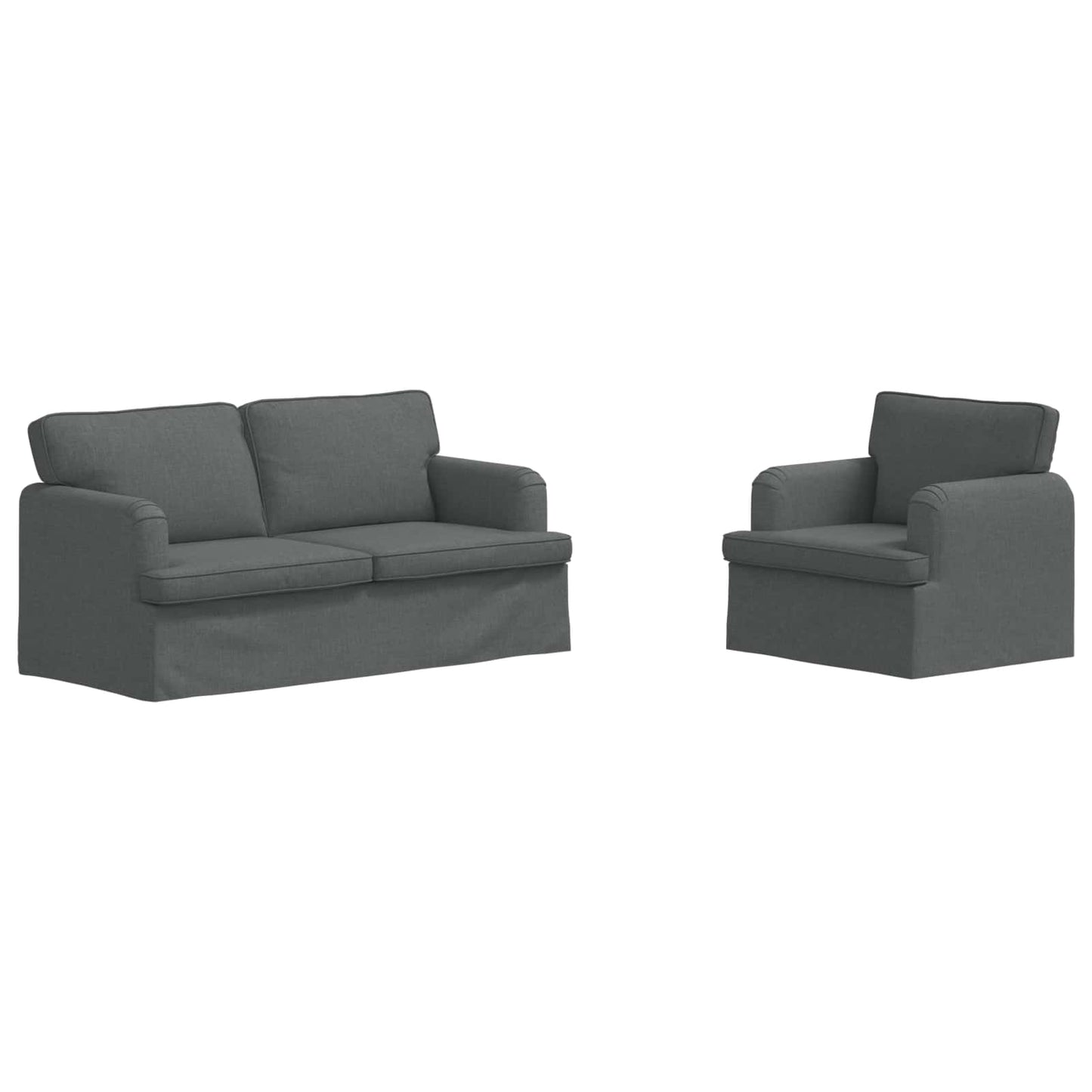 Sofa Set 2 pcs Dunkelgrau 162 x 80 x 85 cm Stoff