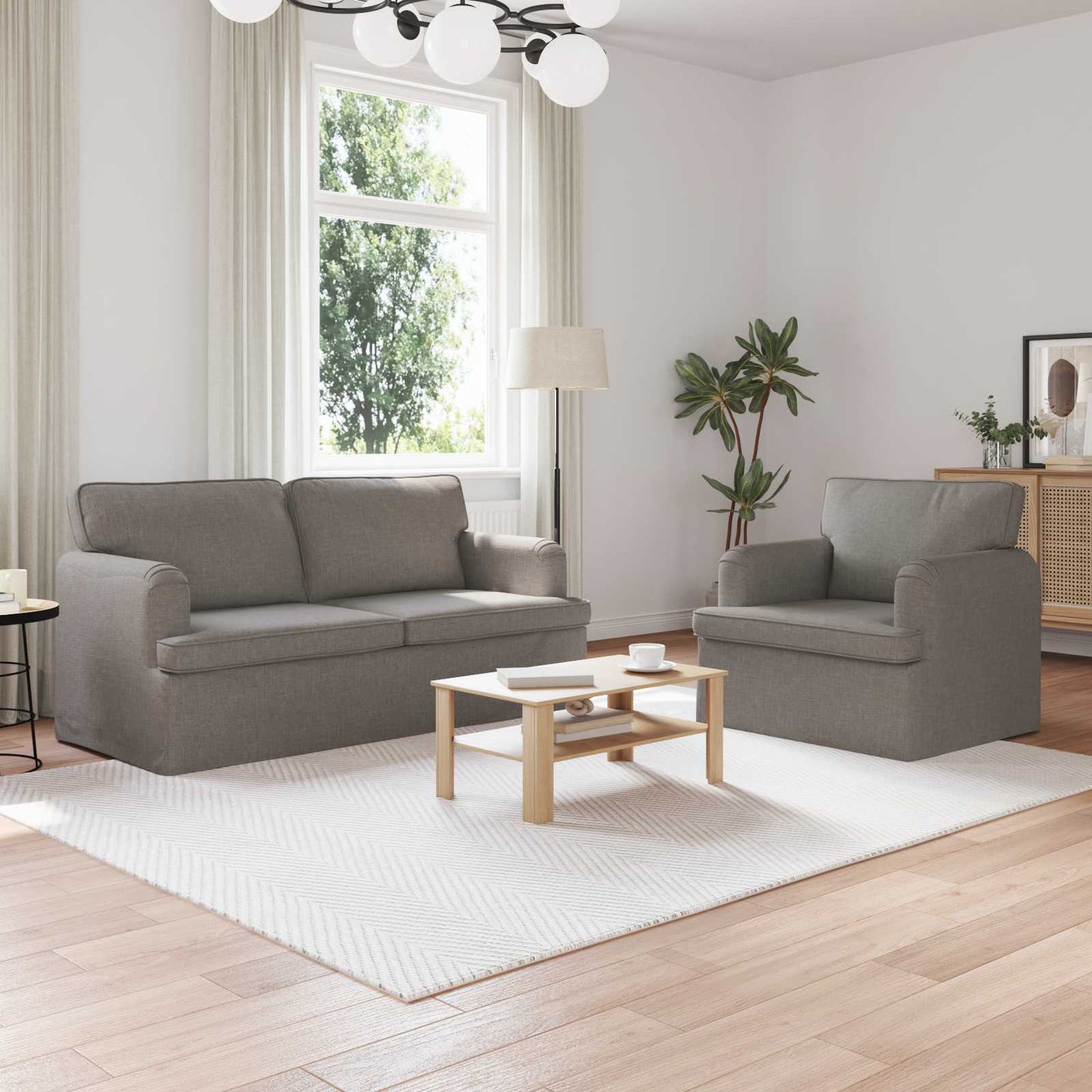 Sofa Set 2 pcs Taupe 162 x 80 x 85 cm Stoff