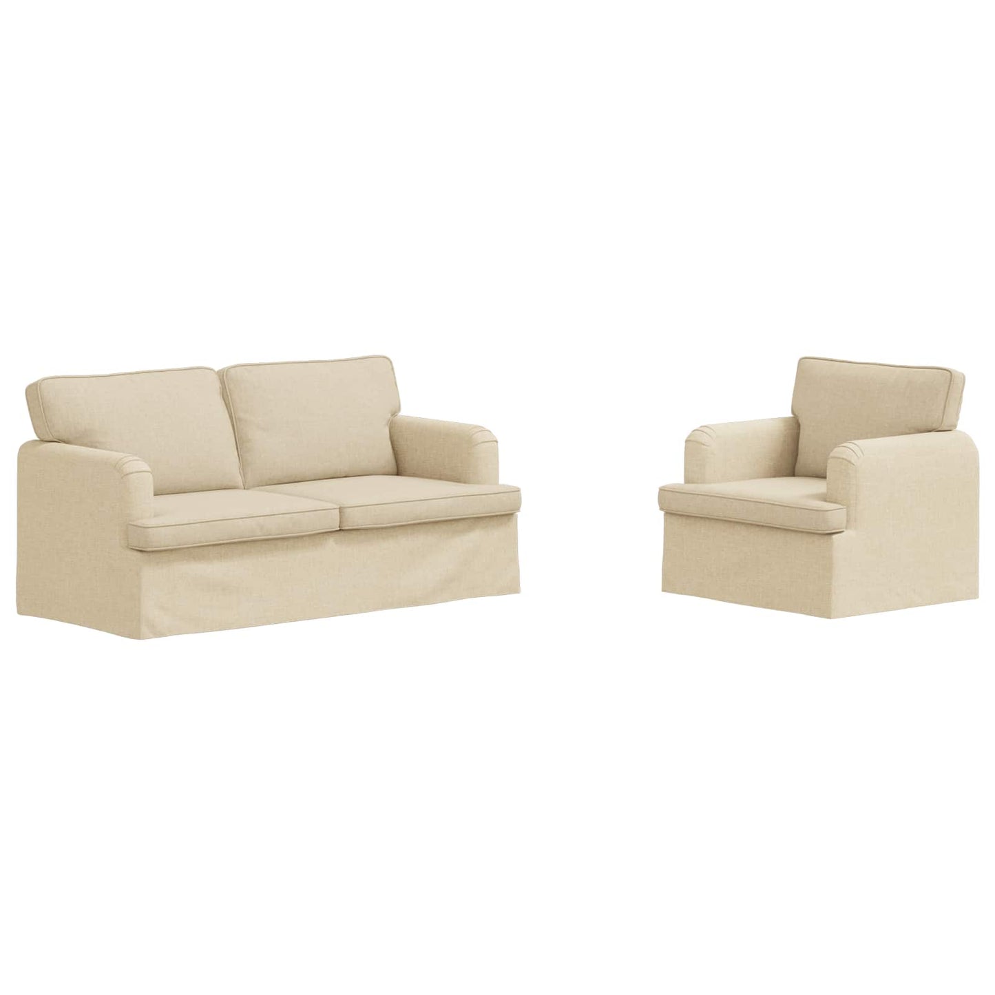 Sofa Set 2 pcs Creme 162 x 80 x 85 cm Stoff