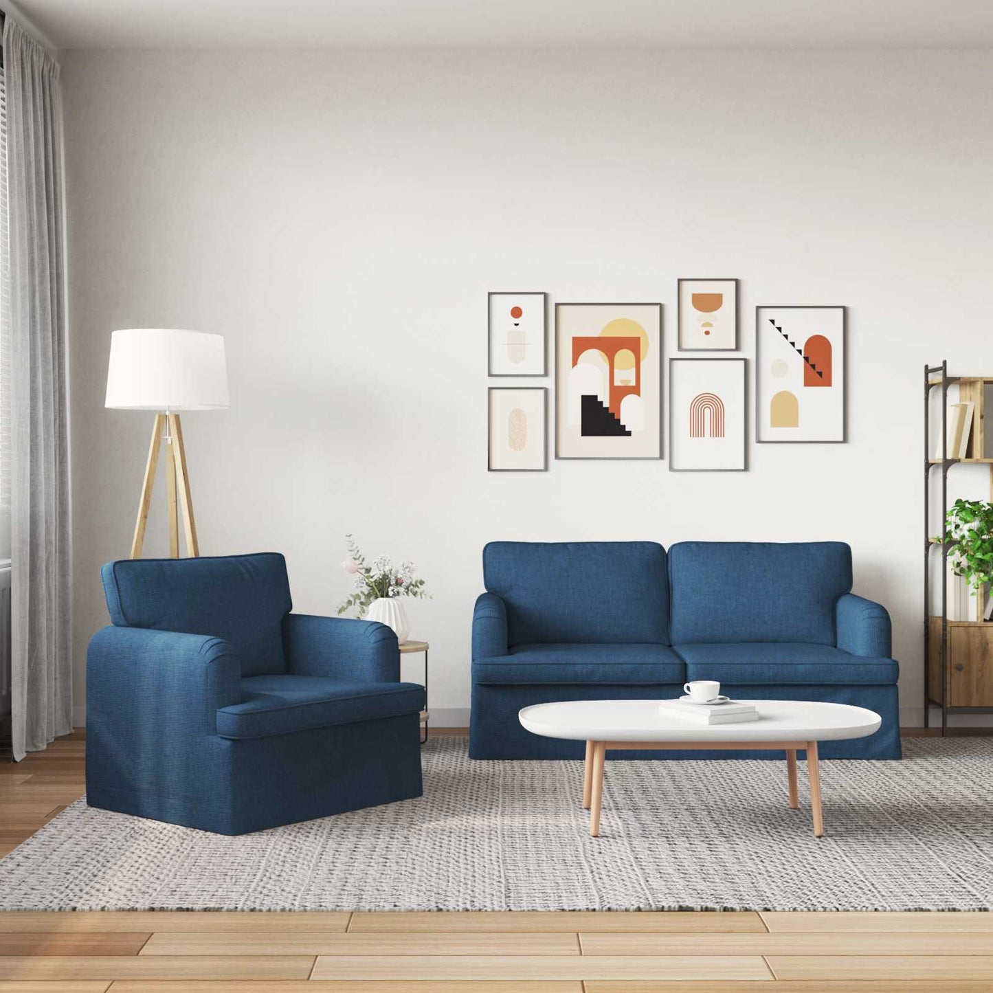 Sofa Set 2 pcs Blau 162 x 80 x 85 cm Stoff