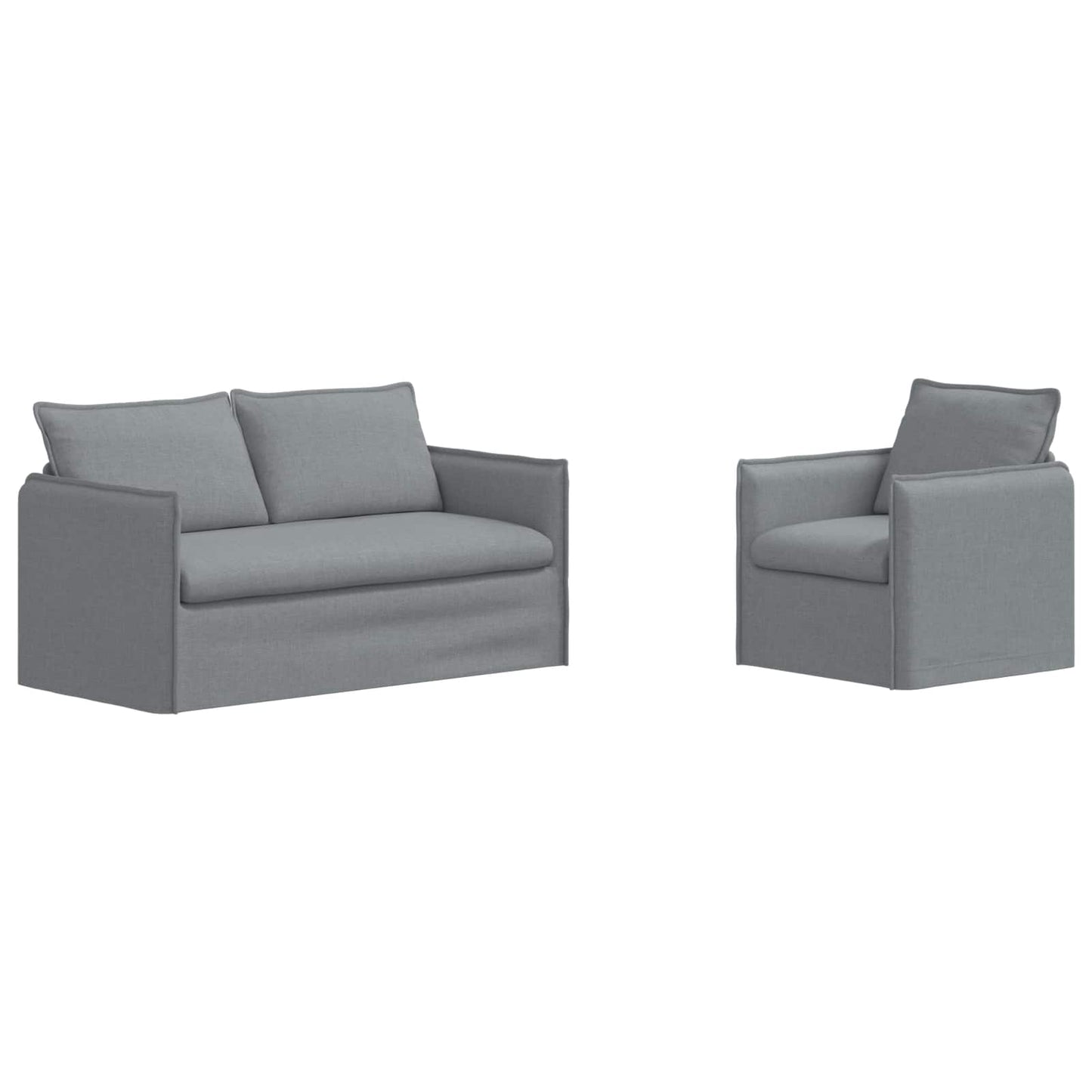 Sofa Set 2 pcs Hellgrau 156 x 82 x 85 cm Stoff