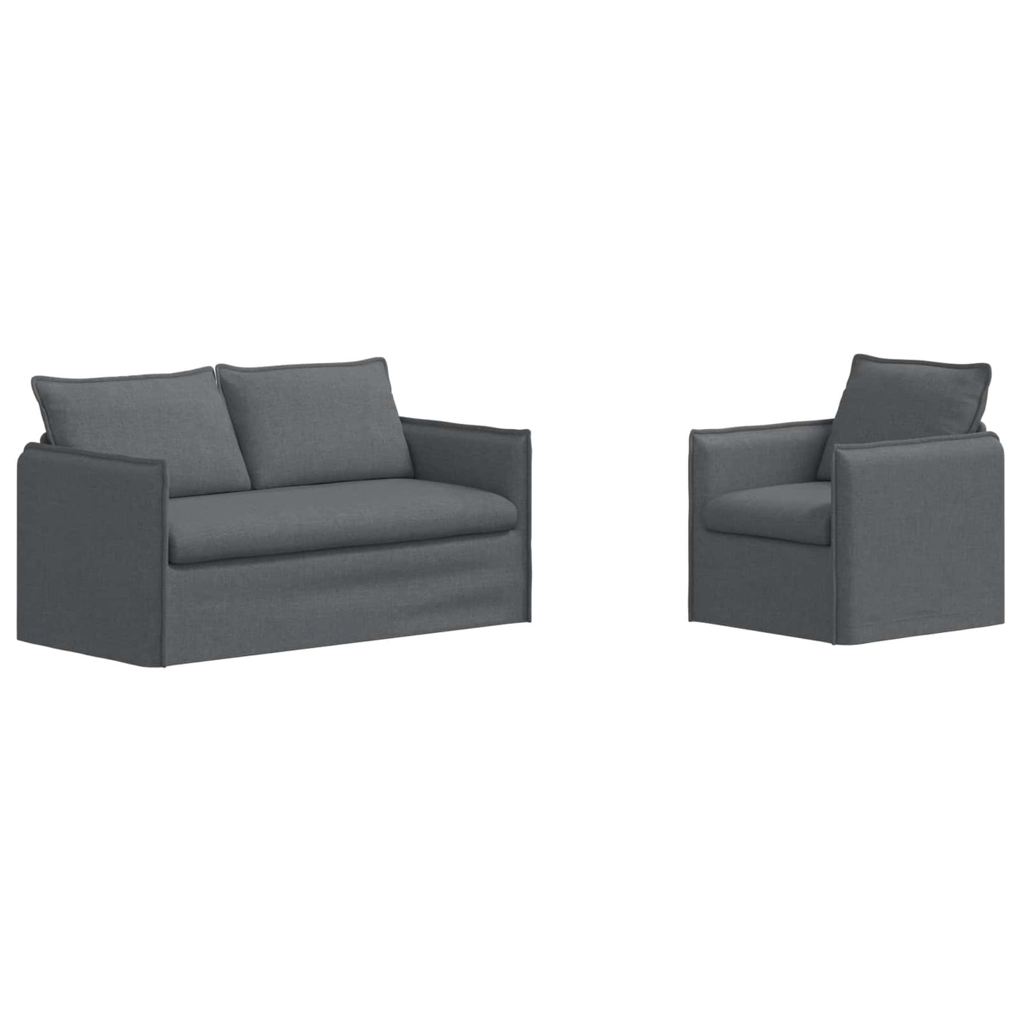 Sofa Set 2 pcs Dunkelgrau 156 x 82 x 85 cm Stoff