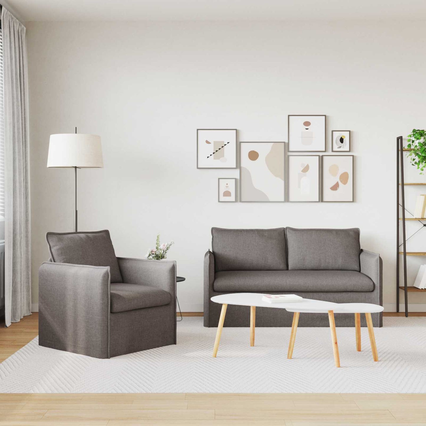 Sofa Set 2 pcs Taupe 156 x 82 x 85 cm Stoff