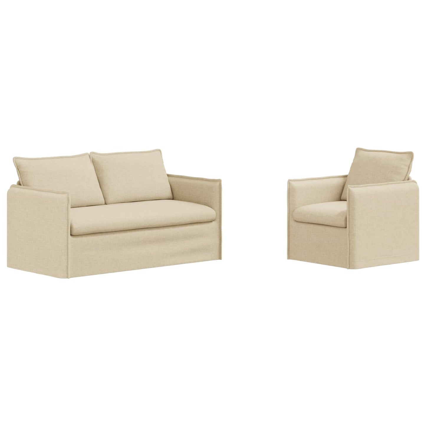 Sofa Set 2 pcs Creme 156 x 82 x 85 cm Stoff