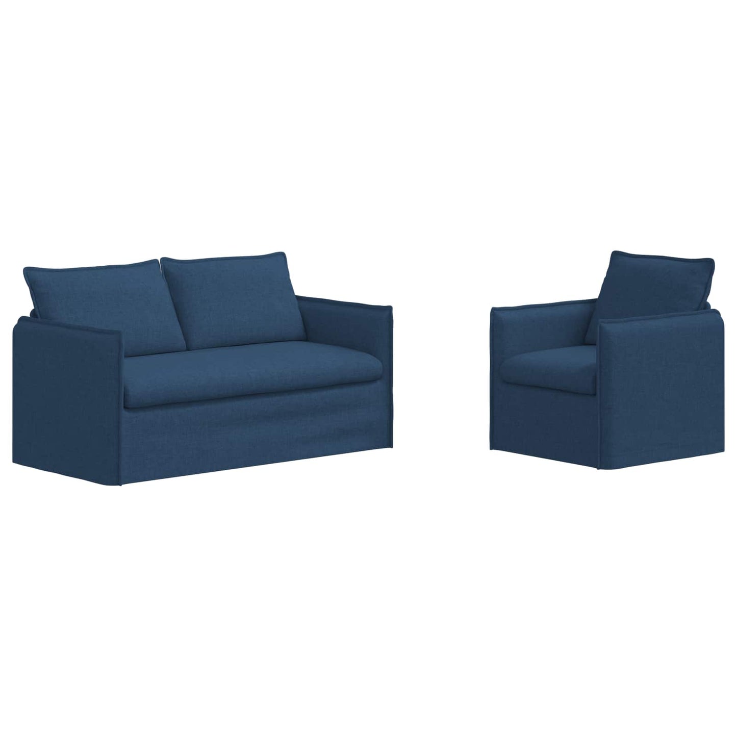 Sofa Set 2 pcs Blau 156 x 82 x 85 cm Stoff