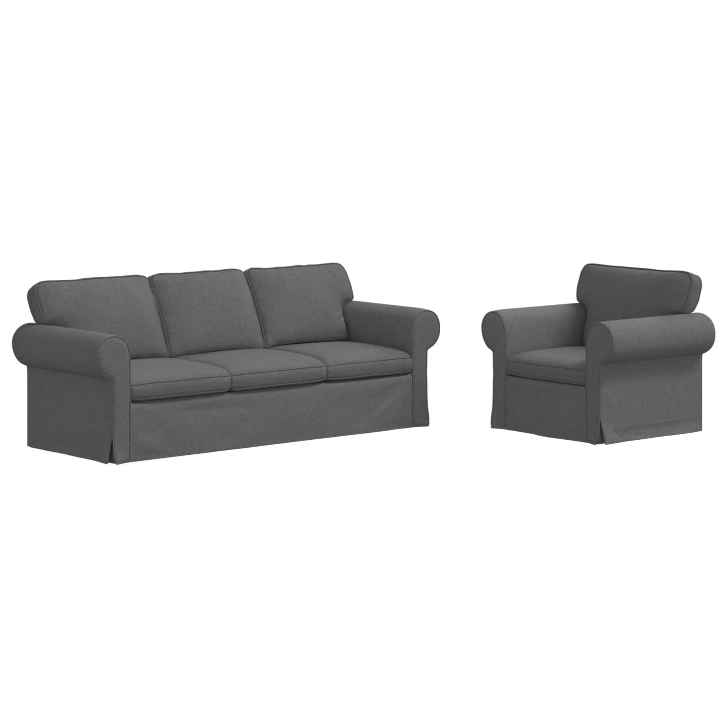 Sofa Set 2 pcs Dunkelgrau 215 x 82 x 80 cm Stoff