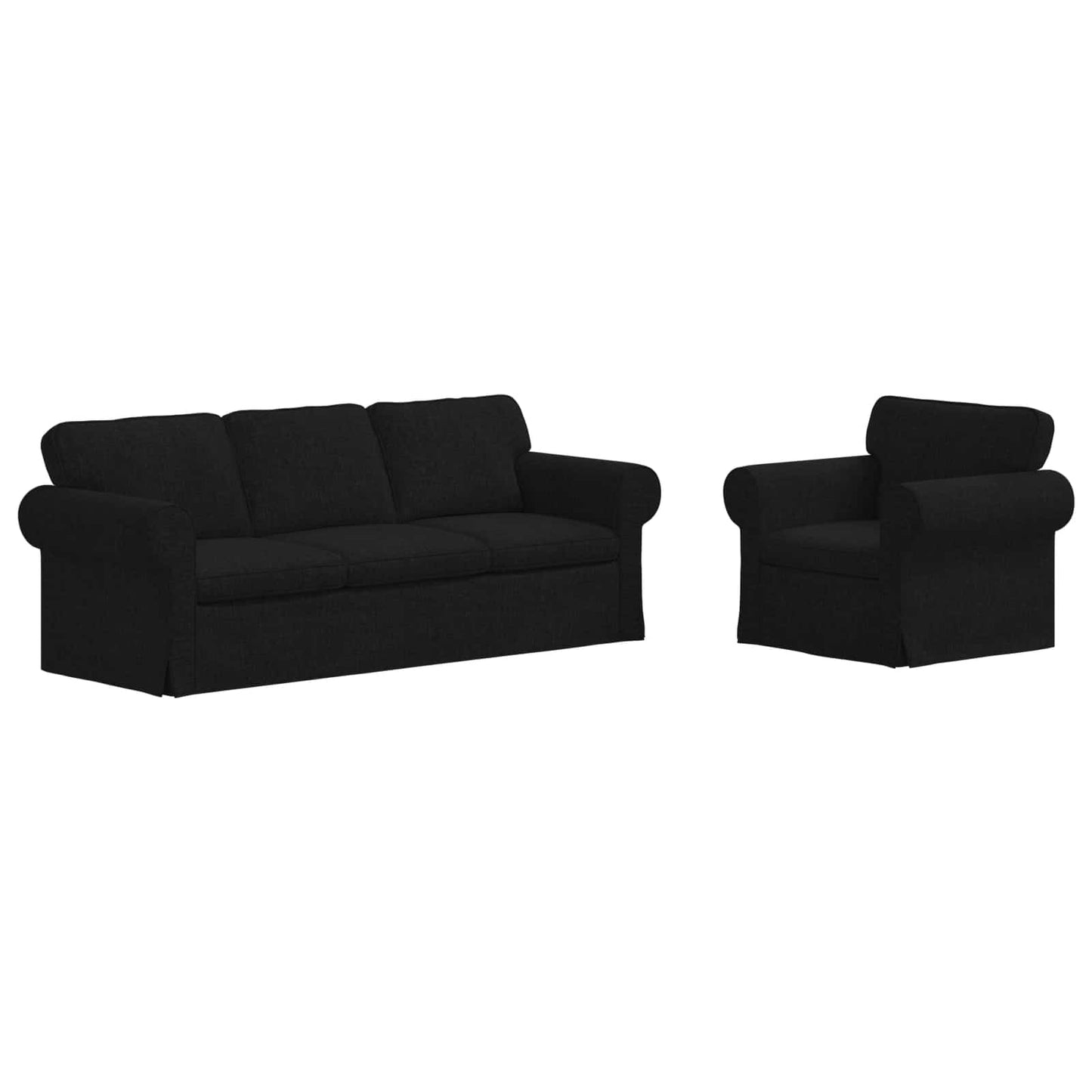 Sofa Set 2 pcs Schwarz 215 x 82 x 80 cm Stoff