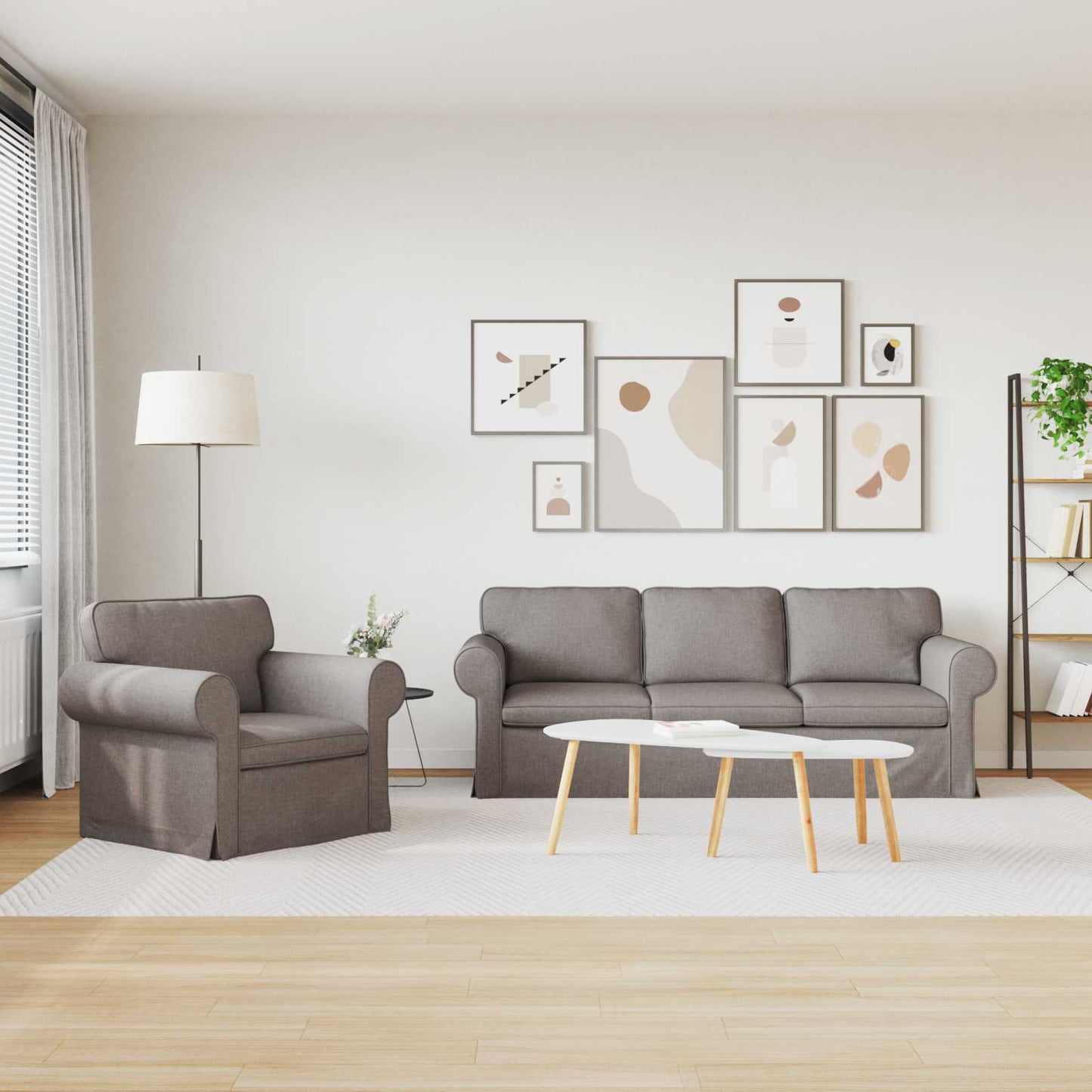 Sofa Set 2 pcs Taupe 215 x 82 x 80 cm Stoff