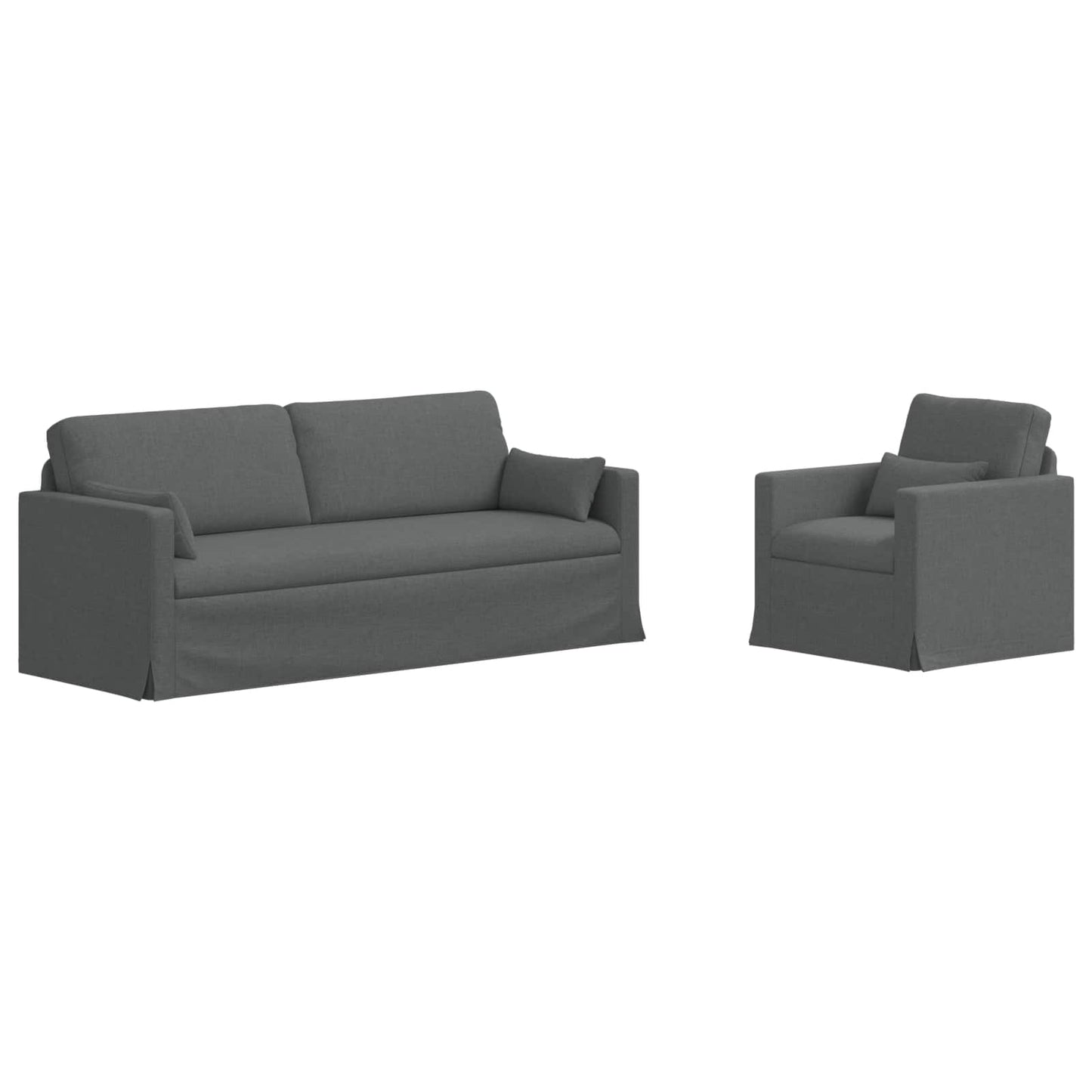 Sofa Set 2 pcs Dunkelgrau 198 x 78 x 80 cm Stoff