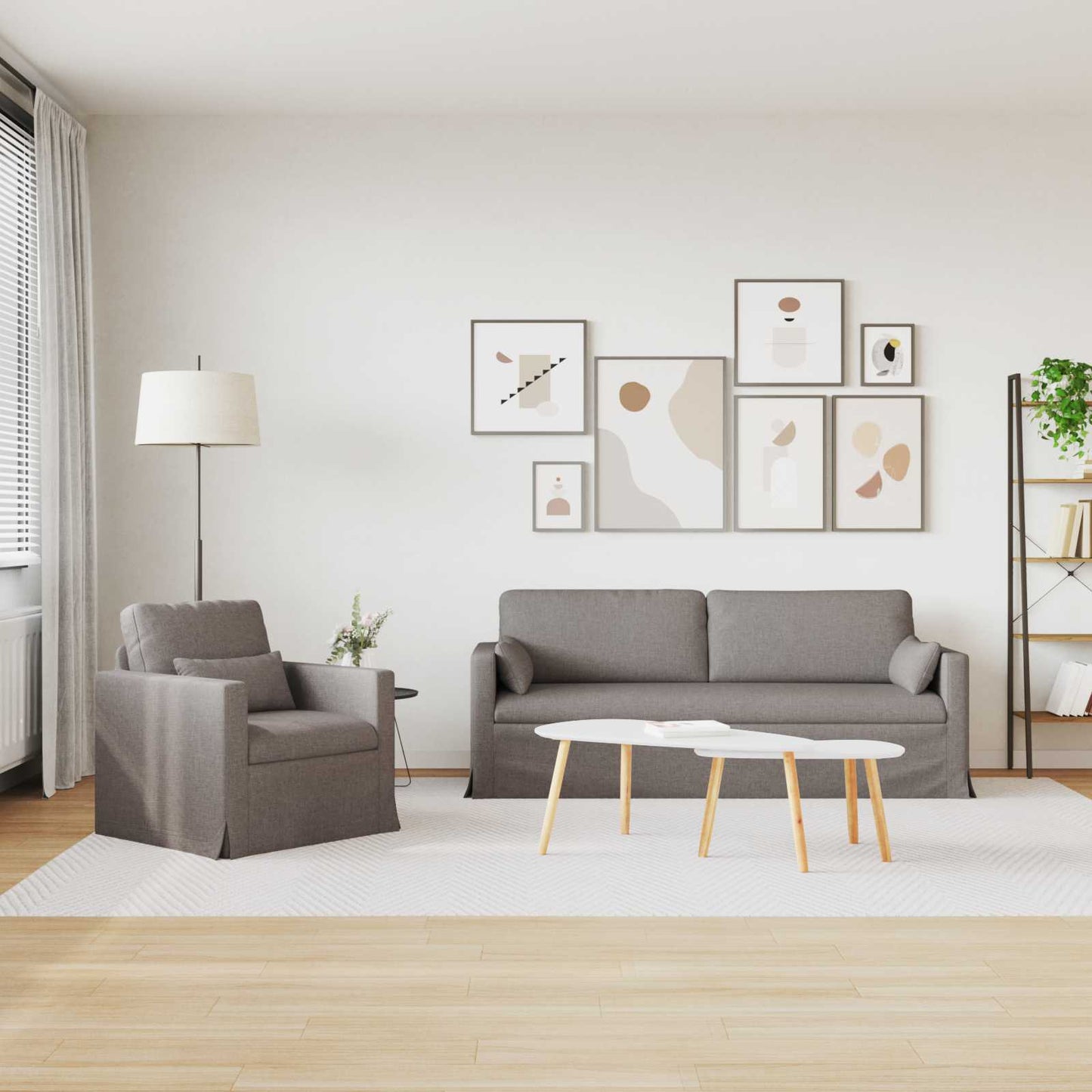 Sofa Set 2 pcs Taupe 198 x 78 x 80 cm Stoff