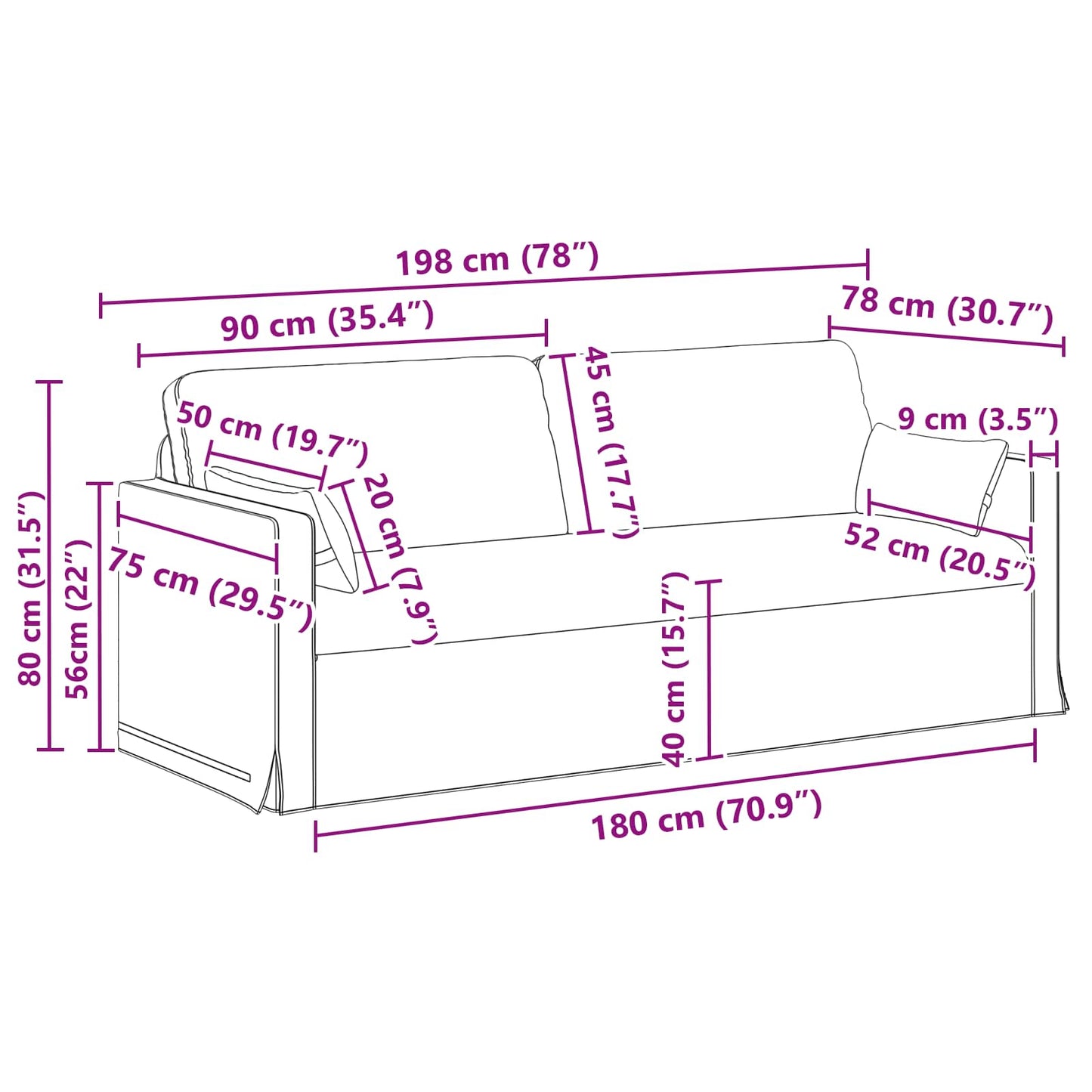 Sofa Set 2 pcs Taupe 198 x 78 x 80 cm Stoff