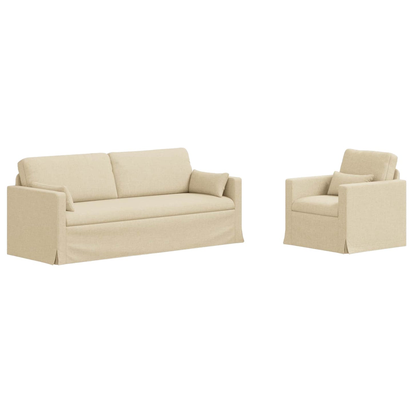 Sofa Set 2 pcs Creme 198 x 78 x 80 cm Stoff