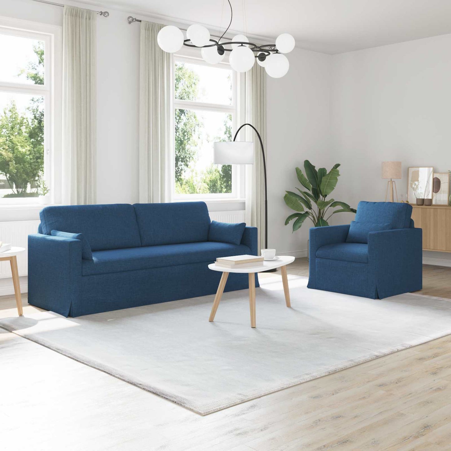 Sofa Set 2 pcs Blau 198 x 78 x 80 cm Stoff