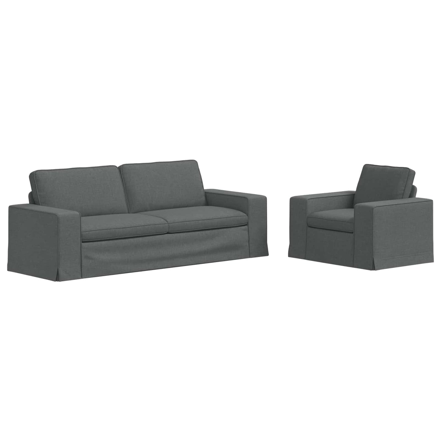 Sofa Set 2 pcs Dunkelgrau 222 x 80 x 82 cm Stoff