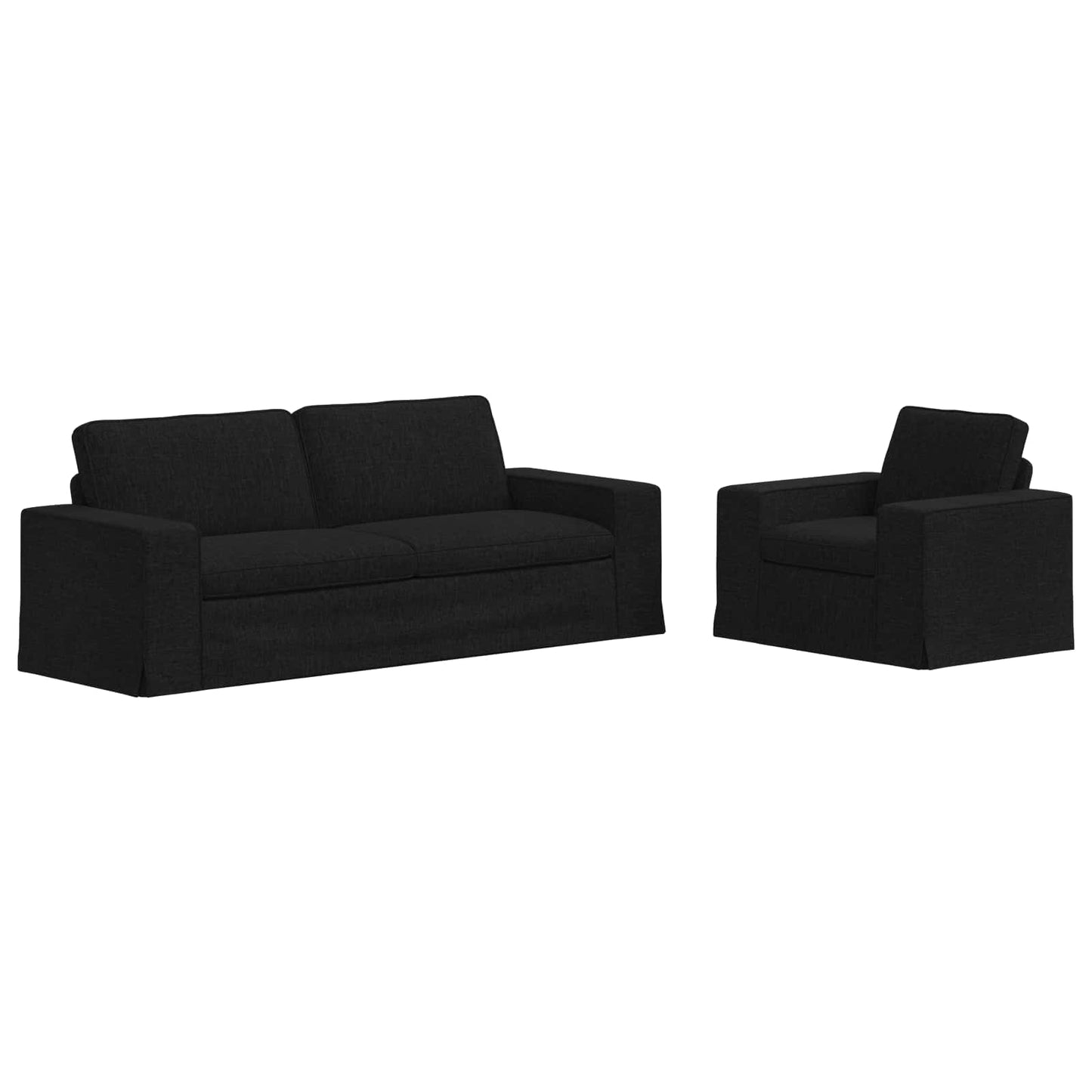 Sofa Set 2 pcs Schwarz 222 x 80 x 82 cm Stoff