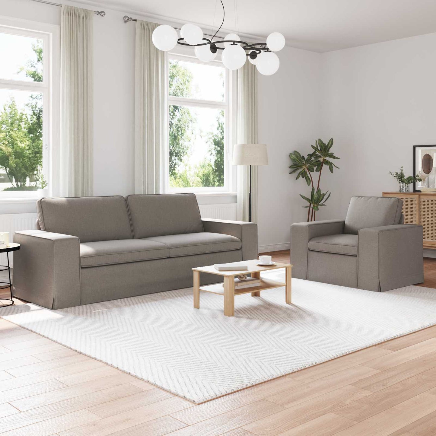 Sofa Set 2 pcs Taupe 222 x 80 x 82 cm Stoff