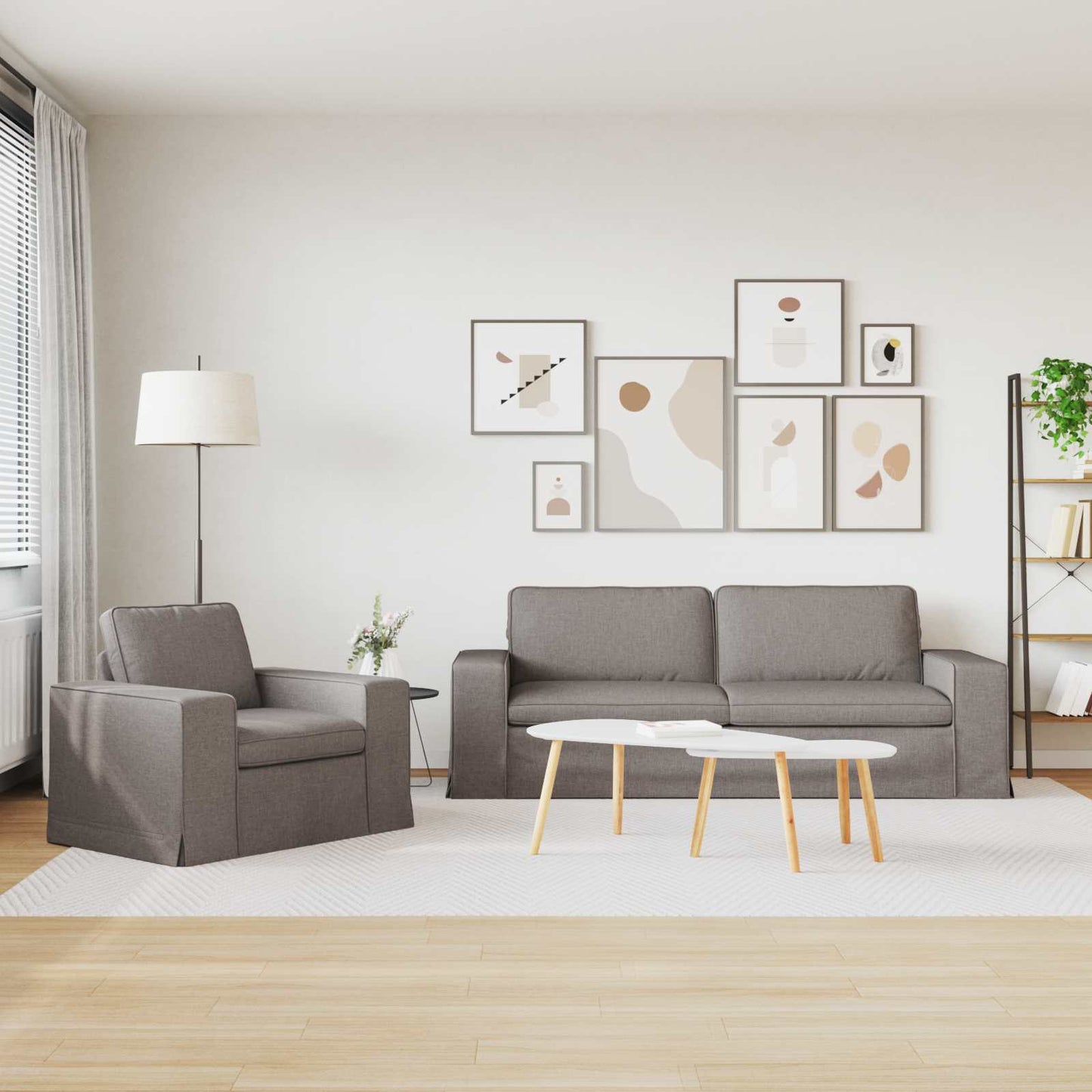 Sofa Set 2 pcs Taupe 222 x 80 x 82 cm Stoff