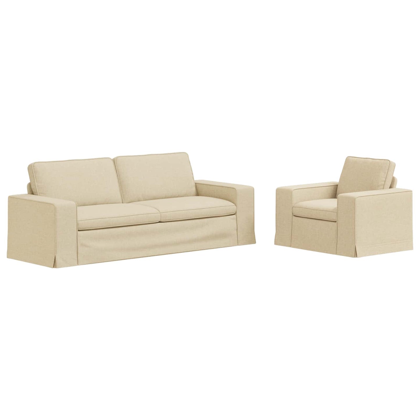 Sofa Set 2 pcs Creme 222 x 80 x 82 cm Stoff