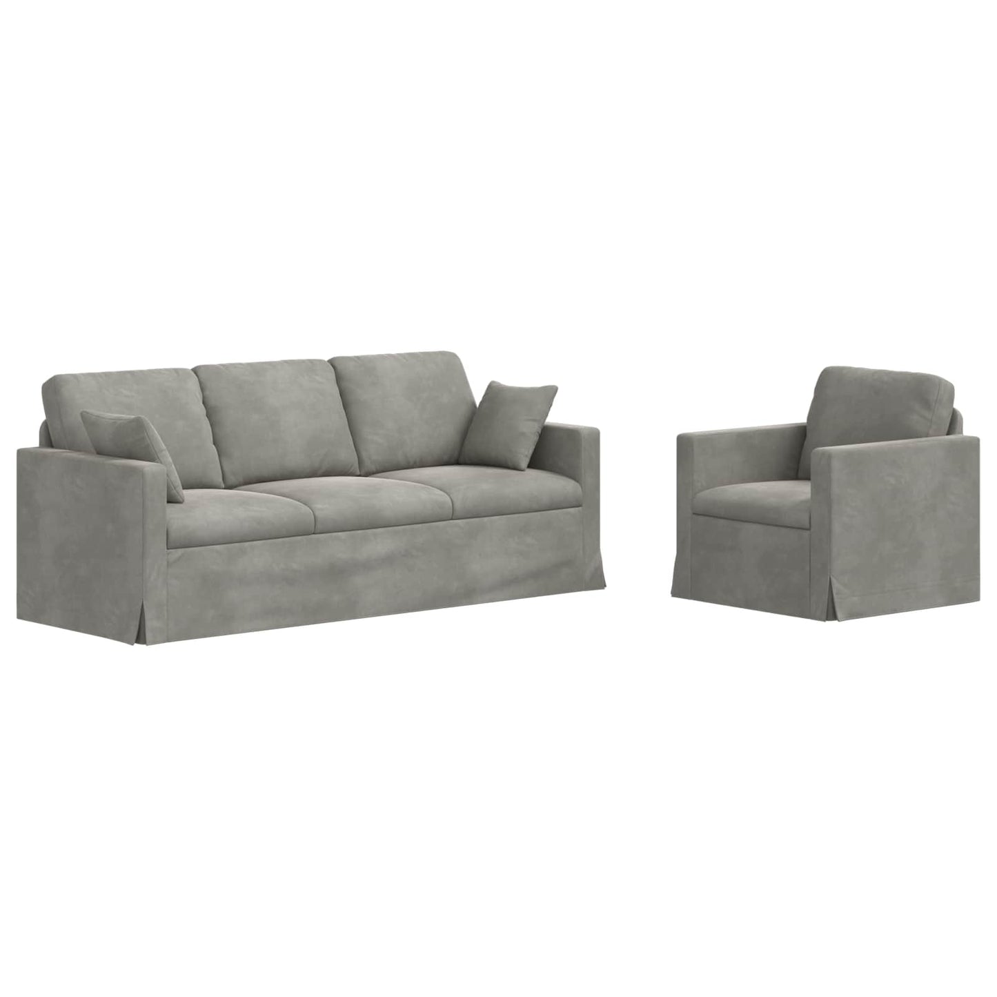 Sofa Set 2 pcs Hellgrau 198 x 78 x 80 cm Samt